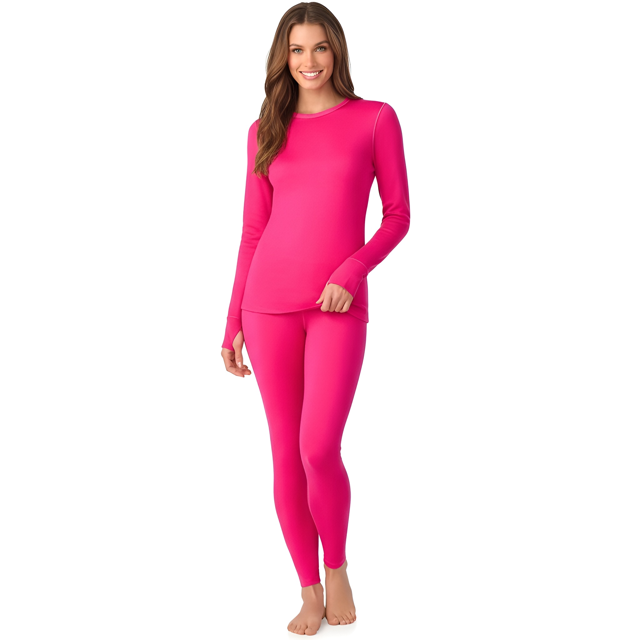 Women Long Sleeve Fleece Lined Thermal Base Layer Shirt & Leggings Set