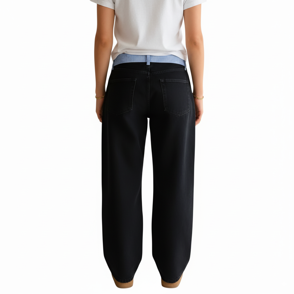 Color Block Strap Patchwork Straight Jeans