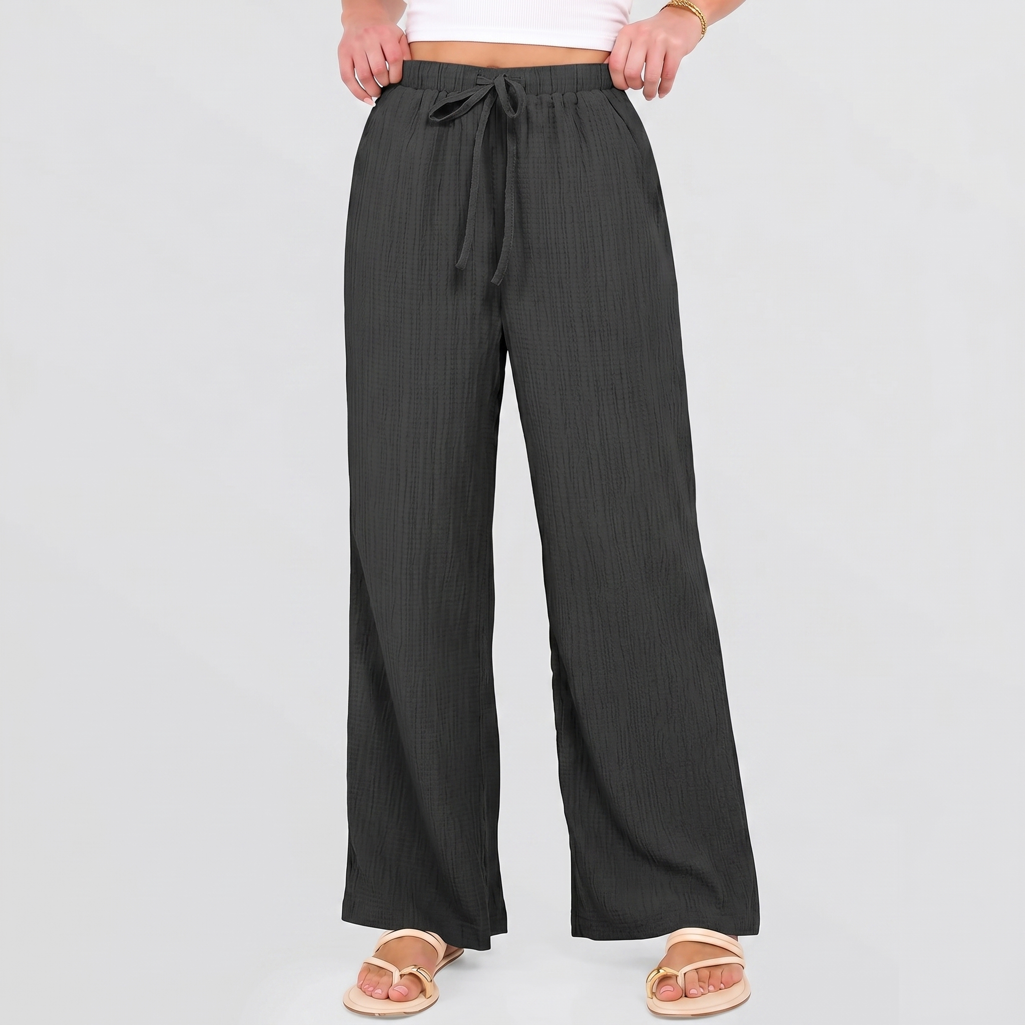 Flowy Wide Palazzo Beach Pants With Pockets For Women
