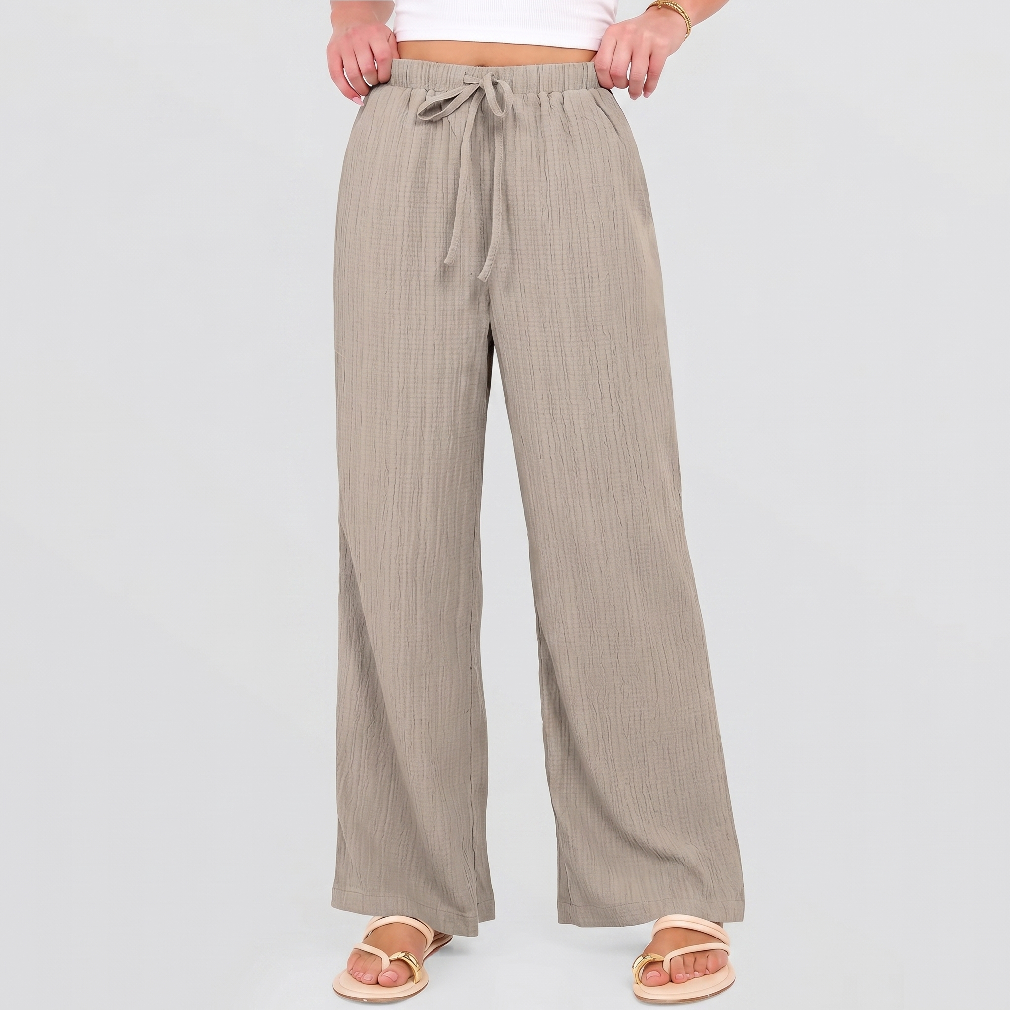 Flowy Wide Palazzo Beach Pants With Pockets For Women