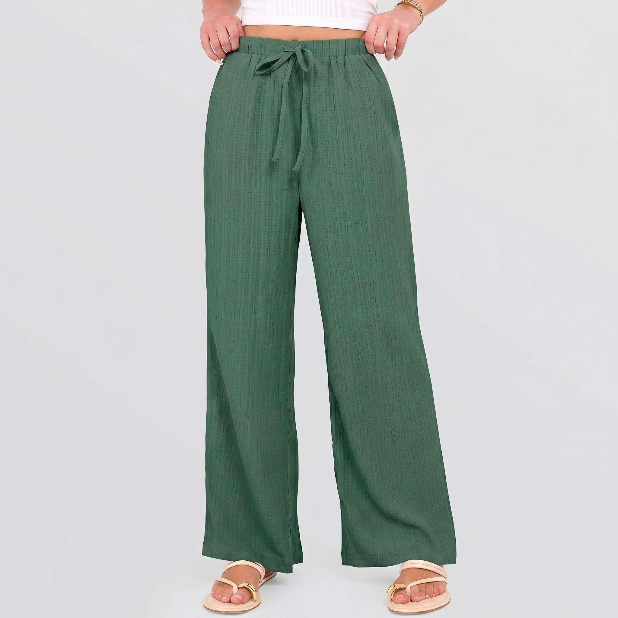 Flowy Wide Palazzo Beach Pants With Pockets For Women