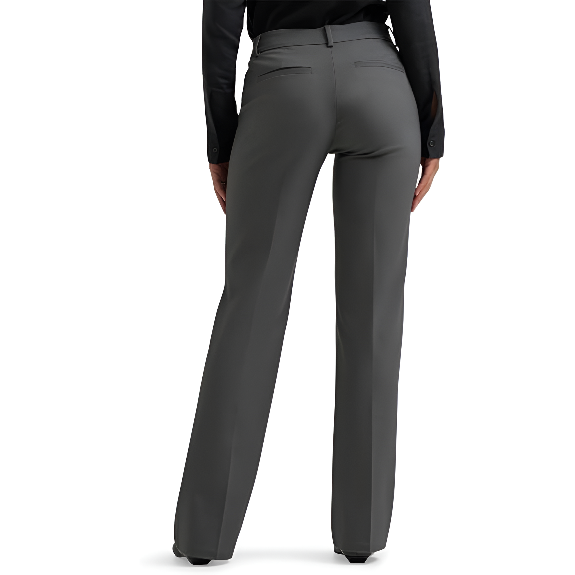 Mid Rise Regular Fit Work Trousers Pants For Women