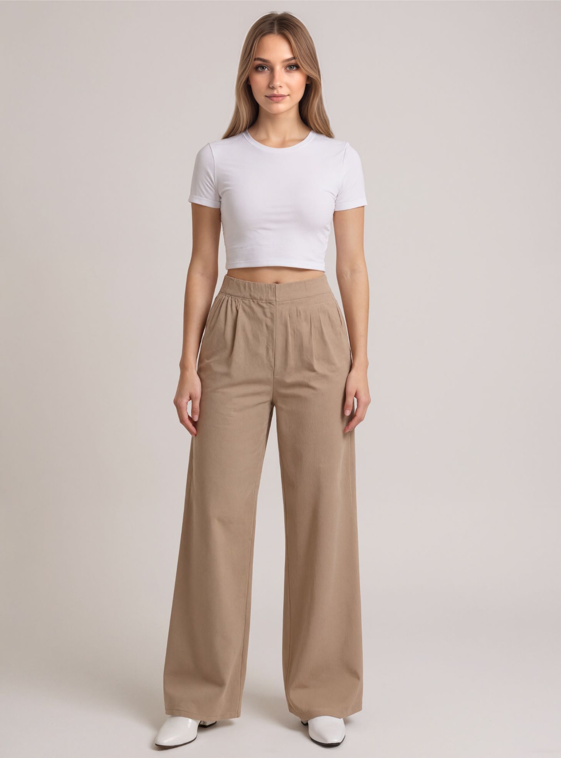 High Elastic Waist Wide Pants