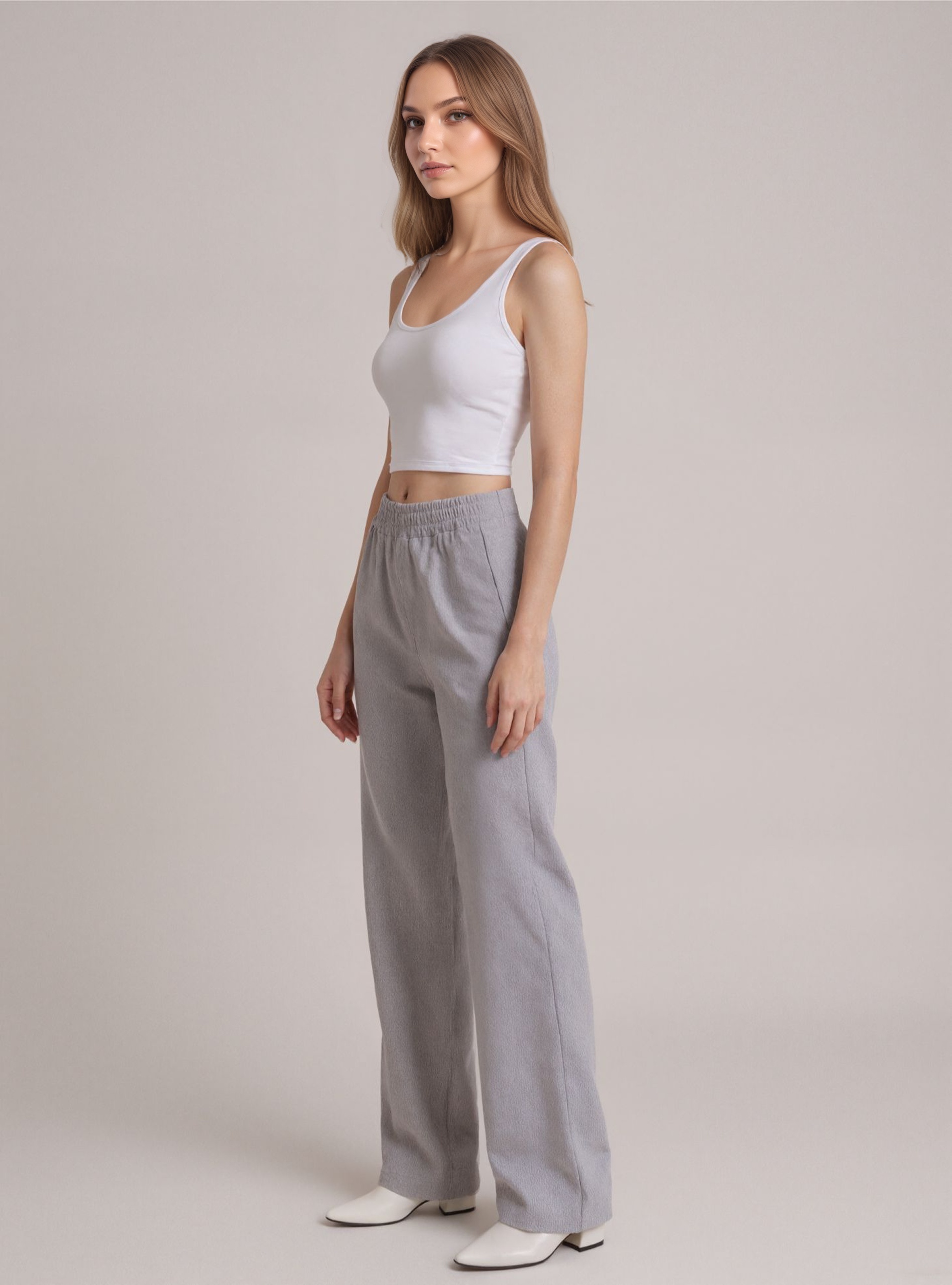 High Elastic Waist Wide Pants