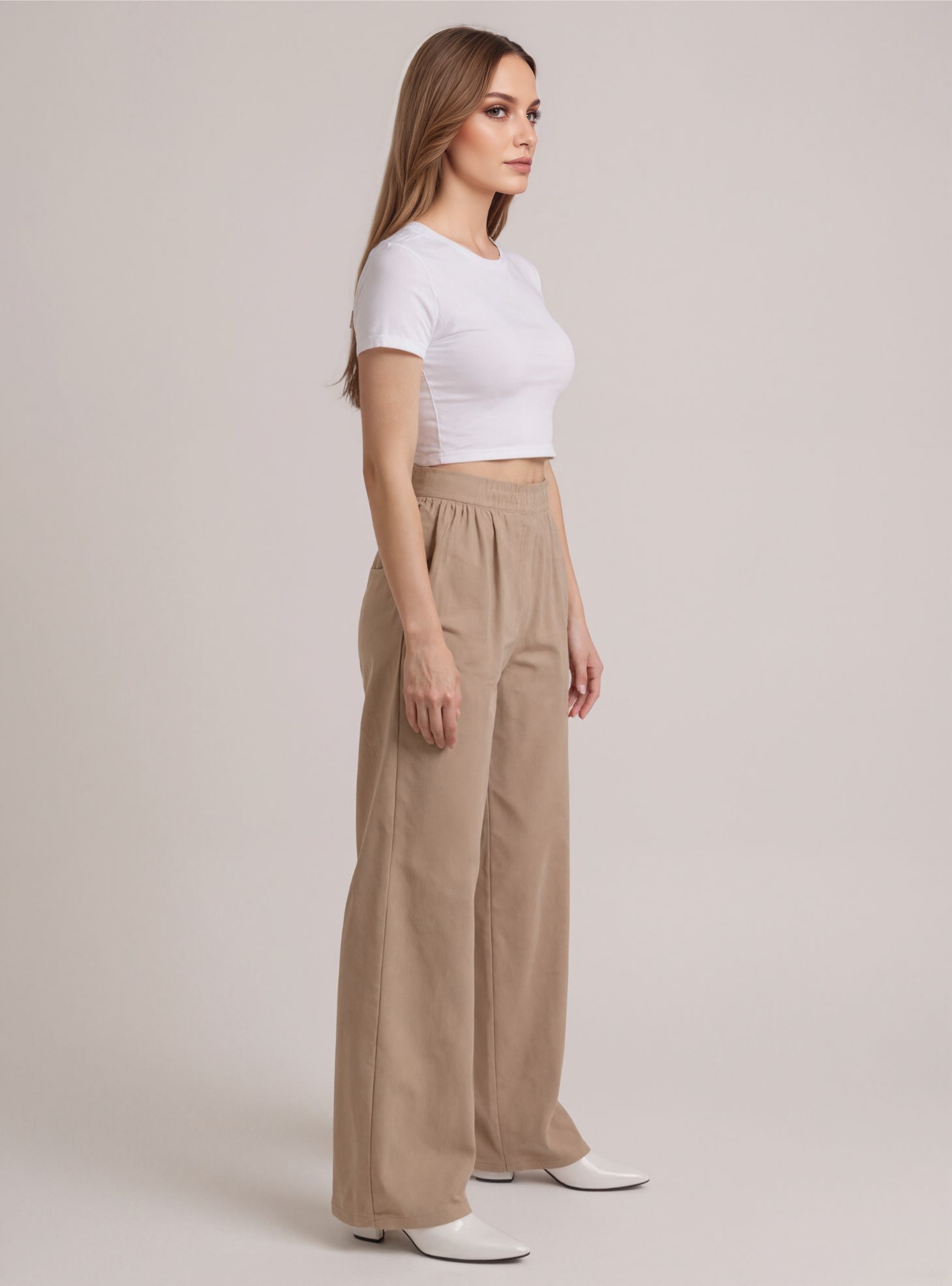 High Elastic Waist Wide Pants