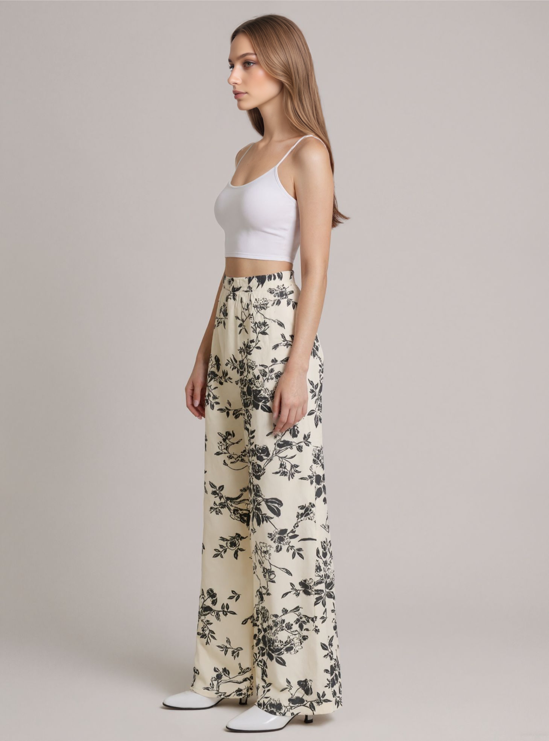 High Elastic Waist Wide Pants