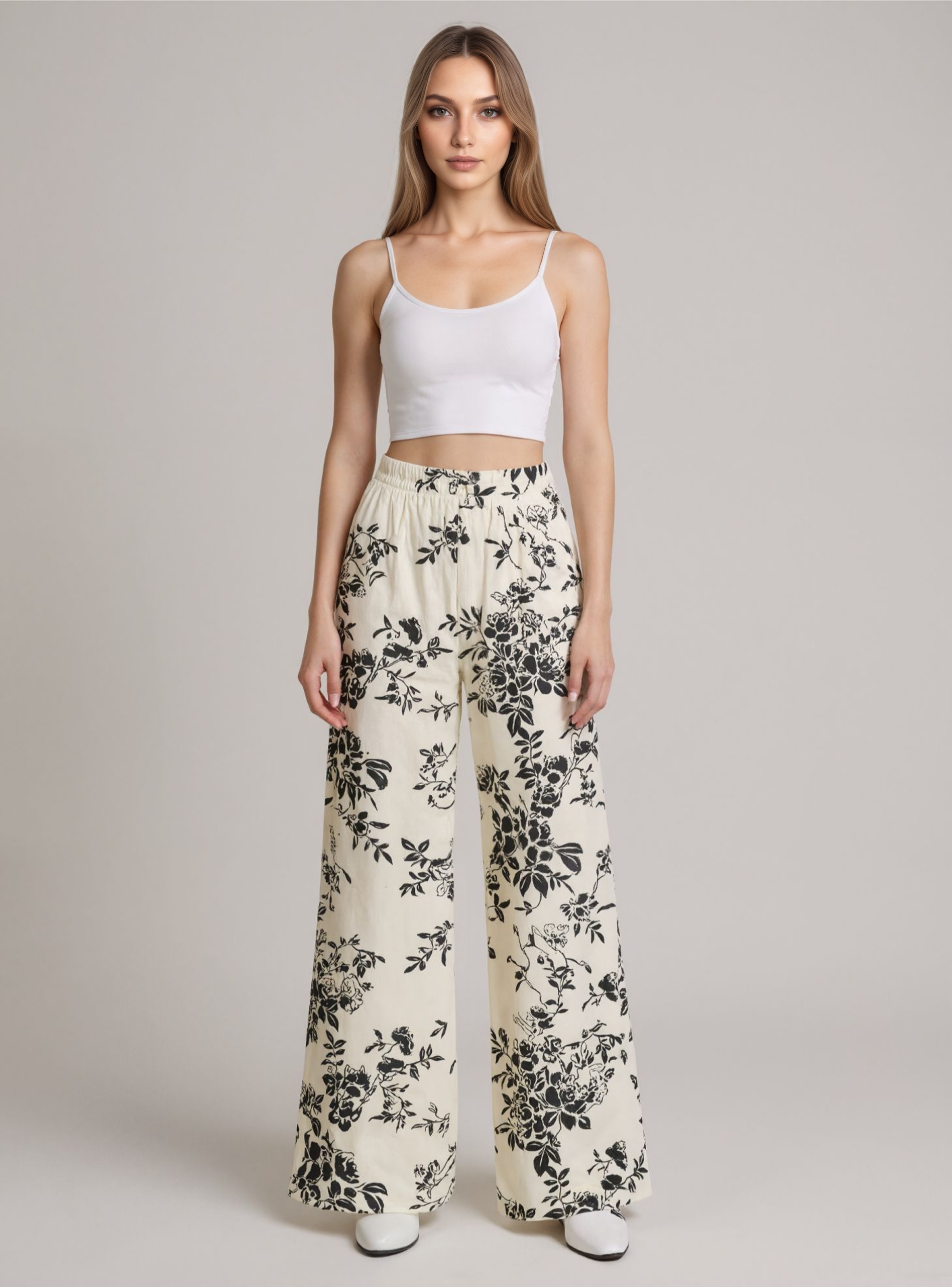 High Elastic Waist Wide Pants