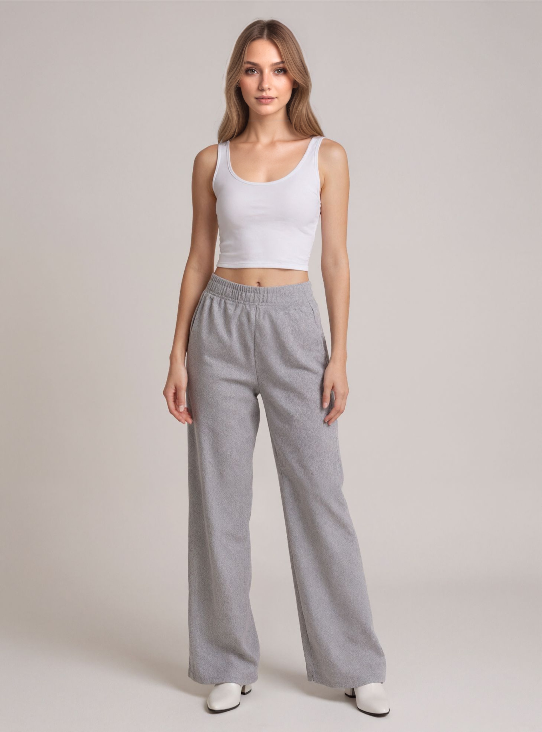High Elastic Waist Wide Pants