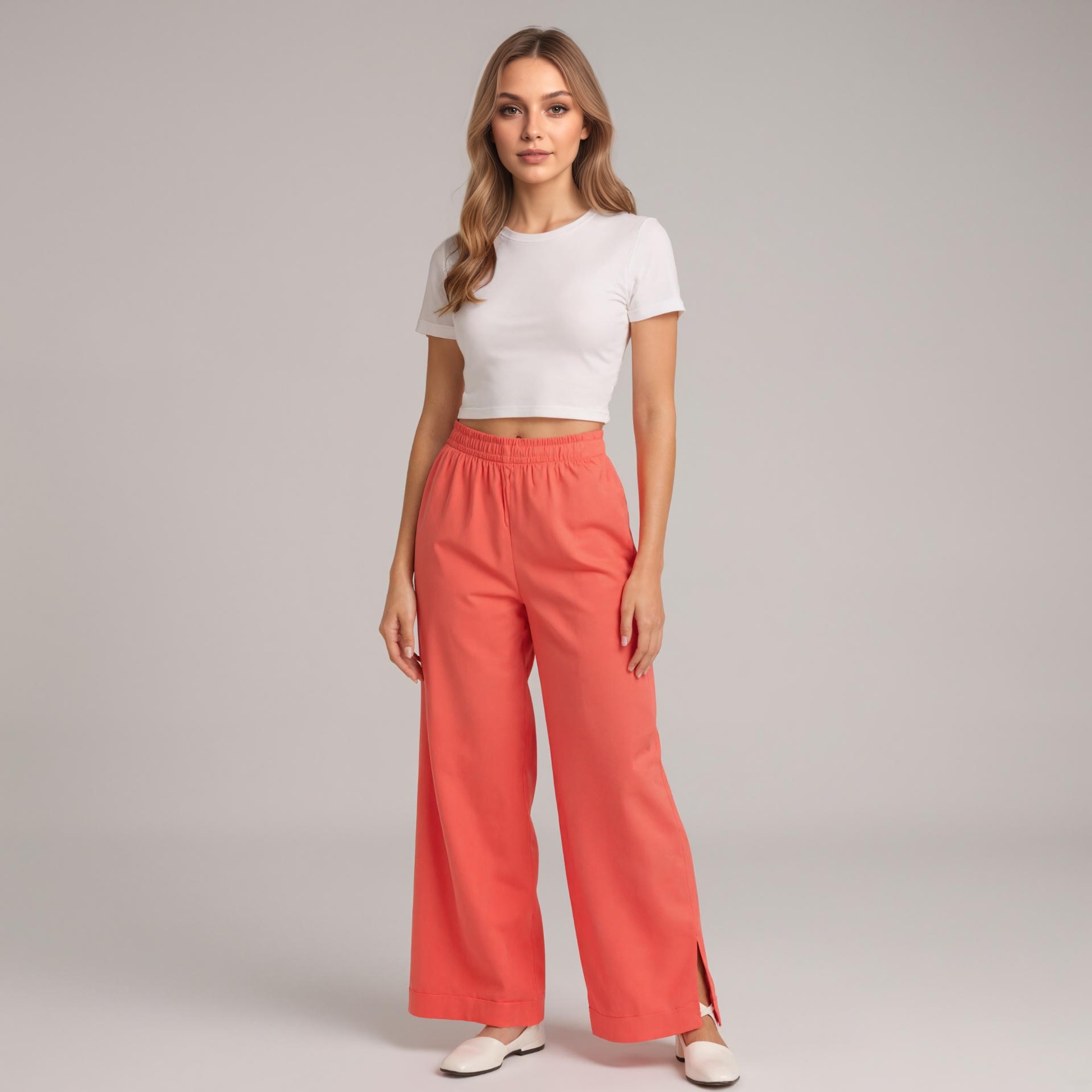 High Rise Crinkle Texture Wide Pants