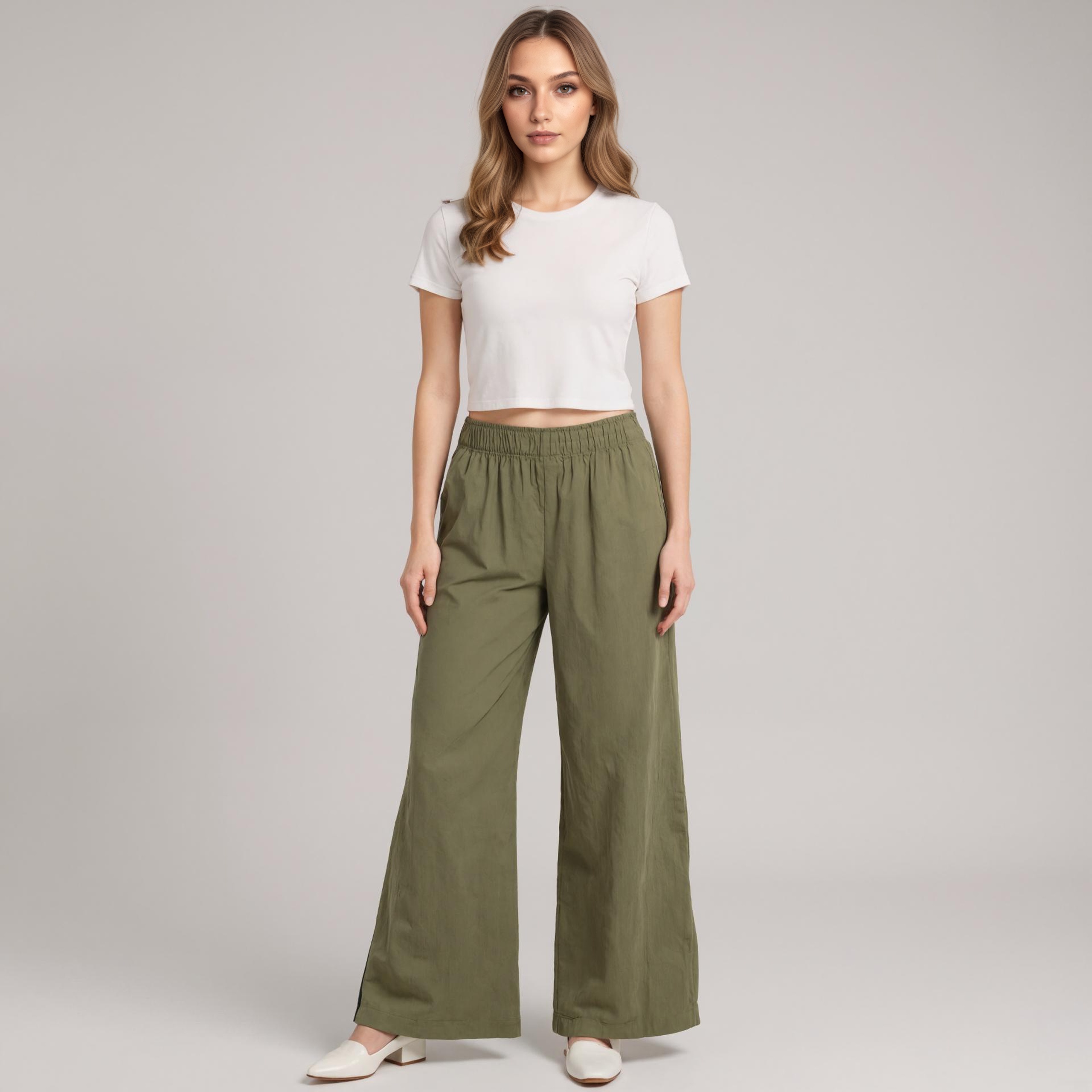 High Rise Crinkle Texture Wide Pants