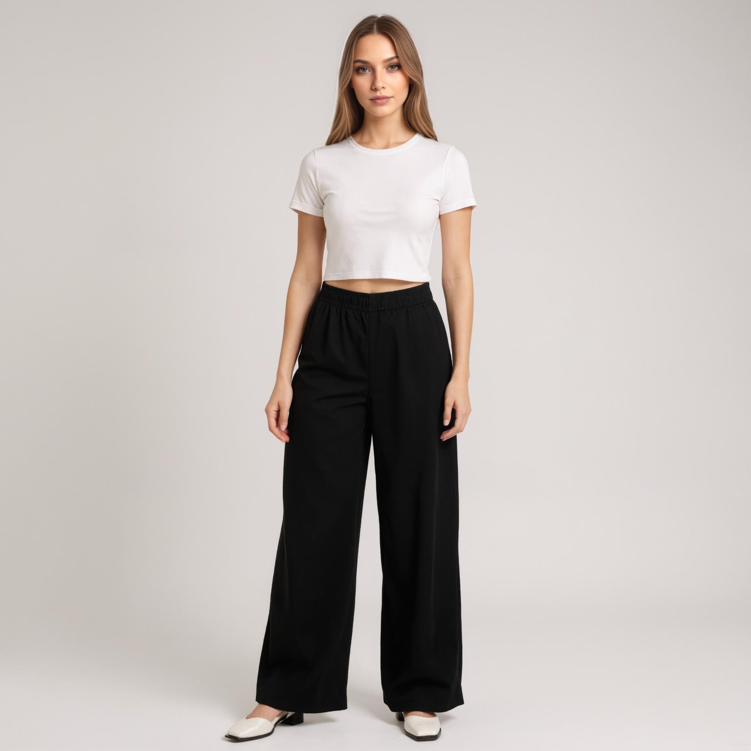 High Rise Crinkle Texture Wide Pants