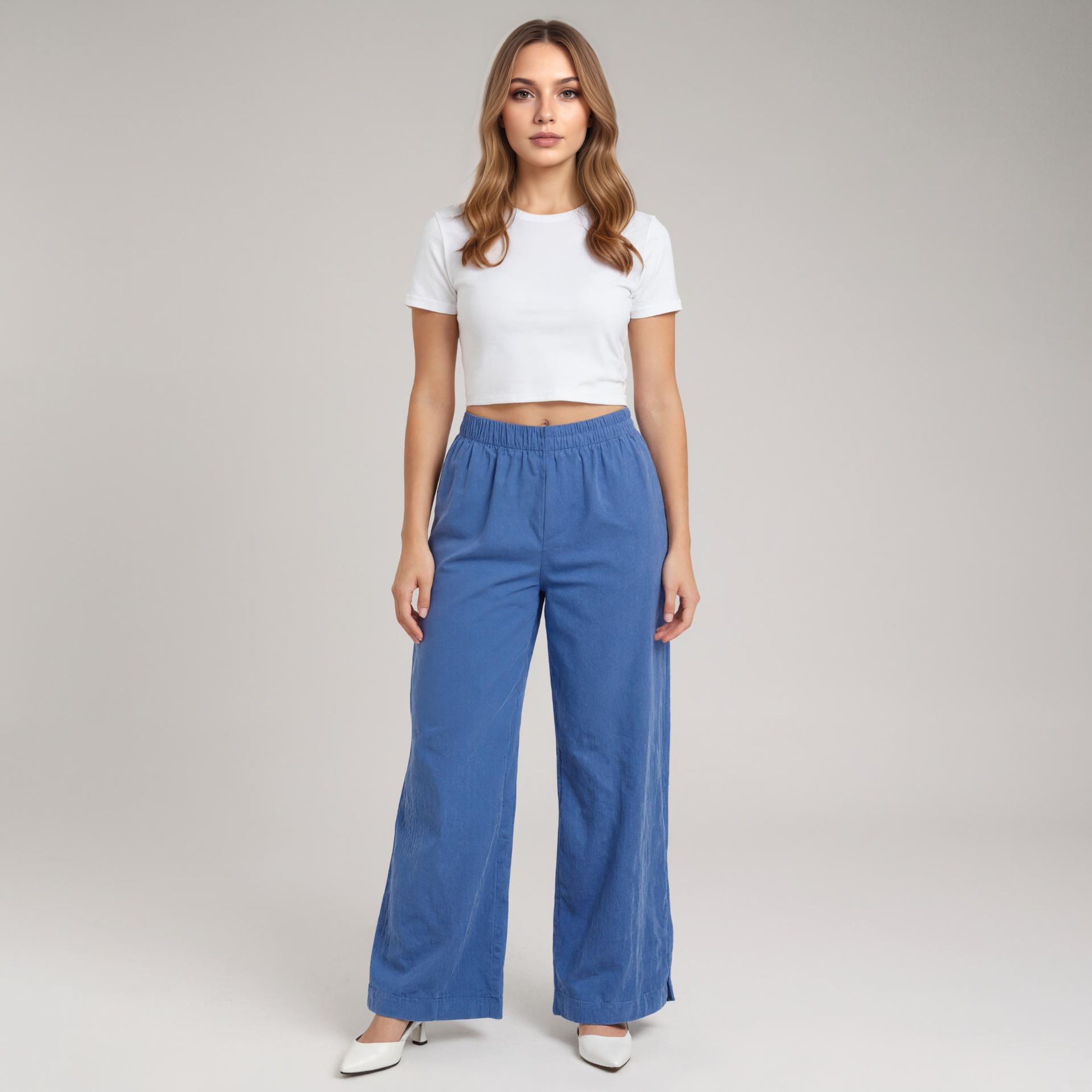 High Rise Crinkle Texture Wide Pants