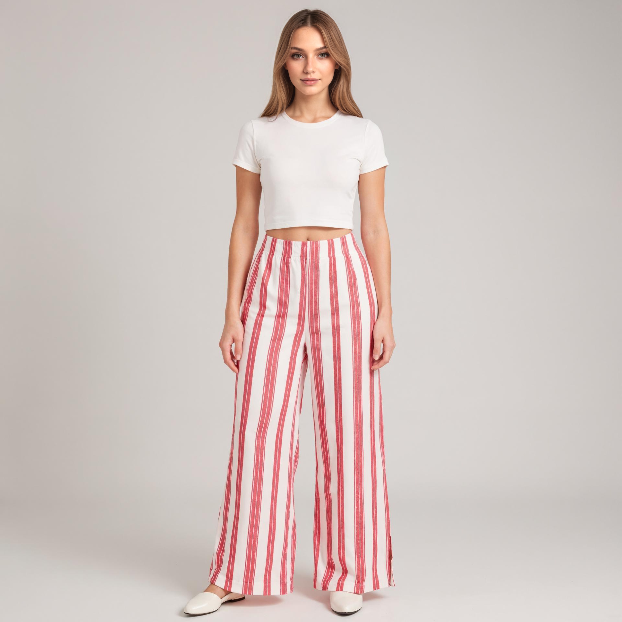 High Rise Crinkle Texture Wide Pants