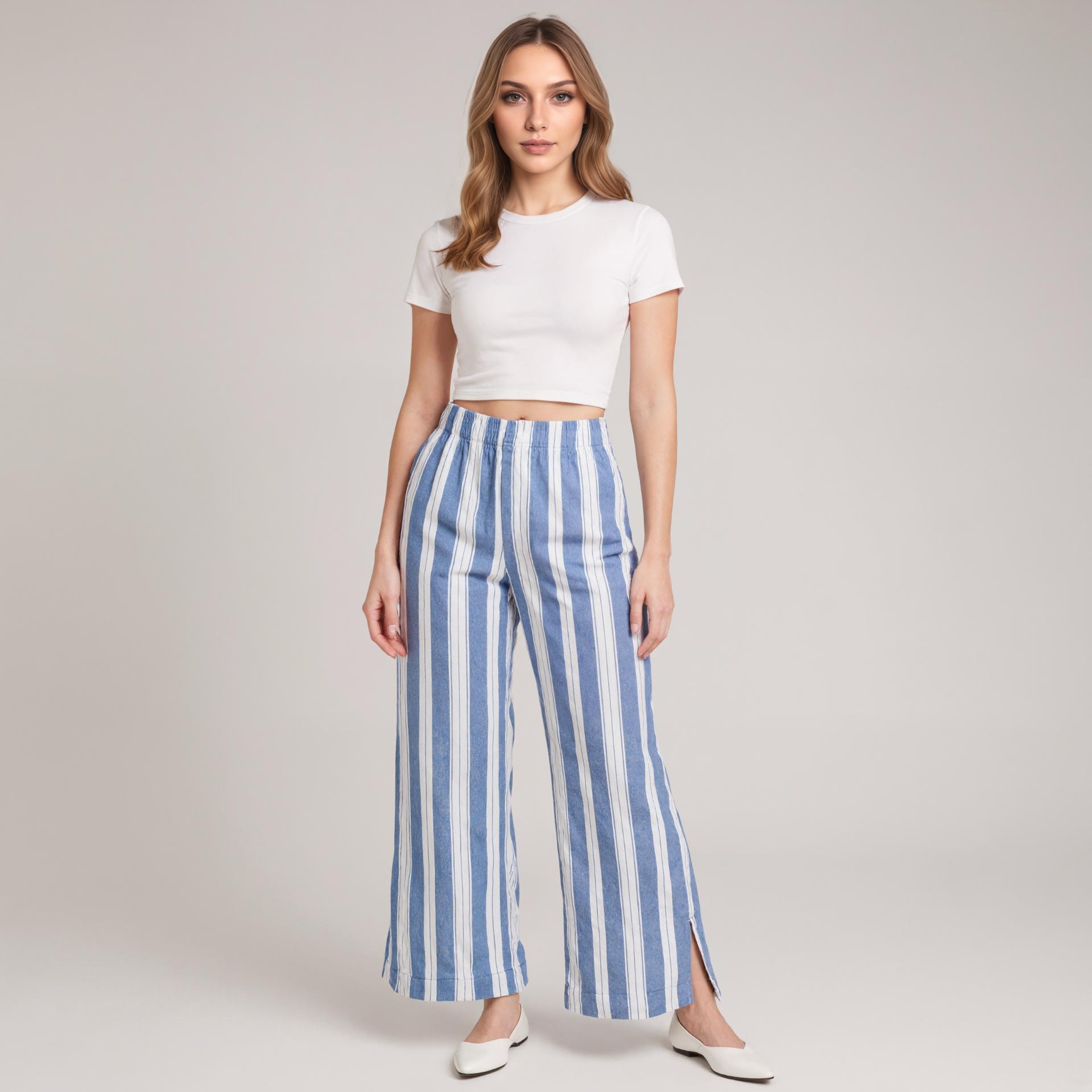 High Rise Crinkle Texture Wide Pants