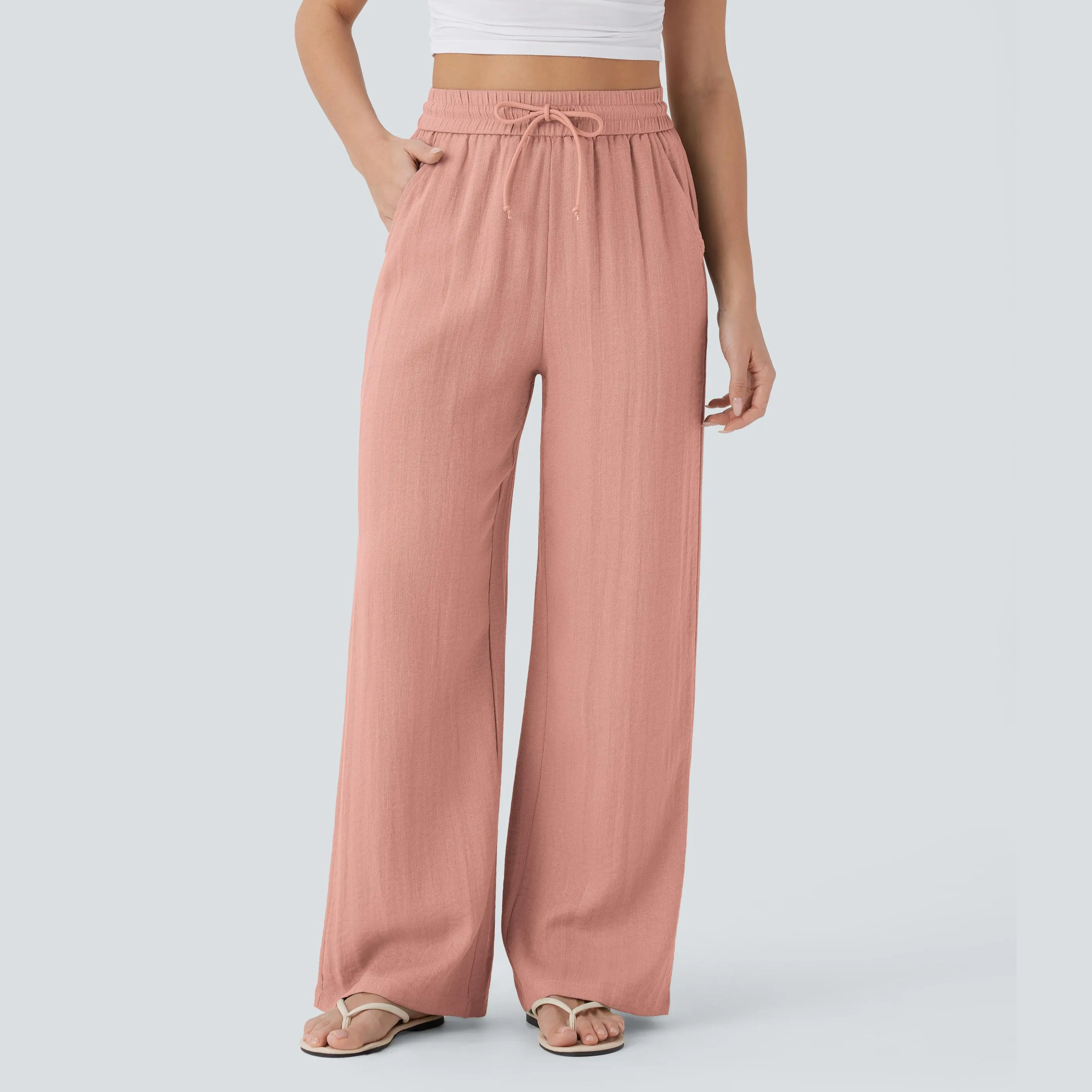 High Rise Drawstring Linen Pants