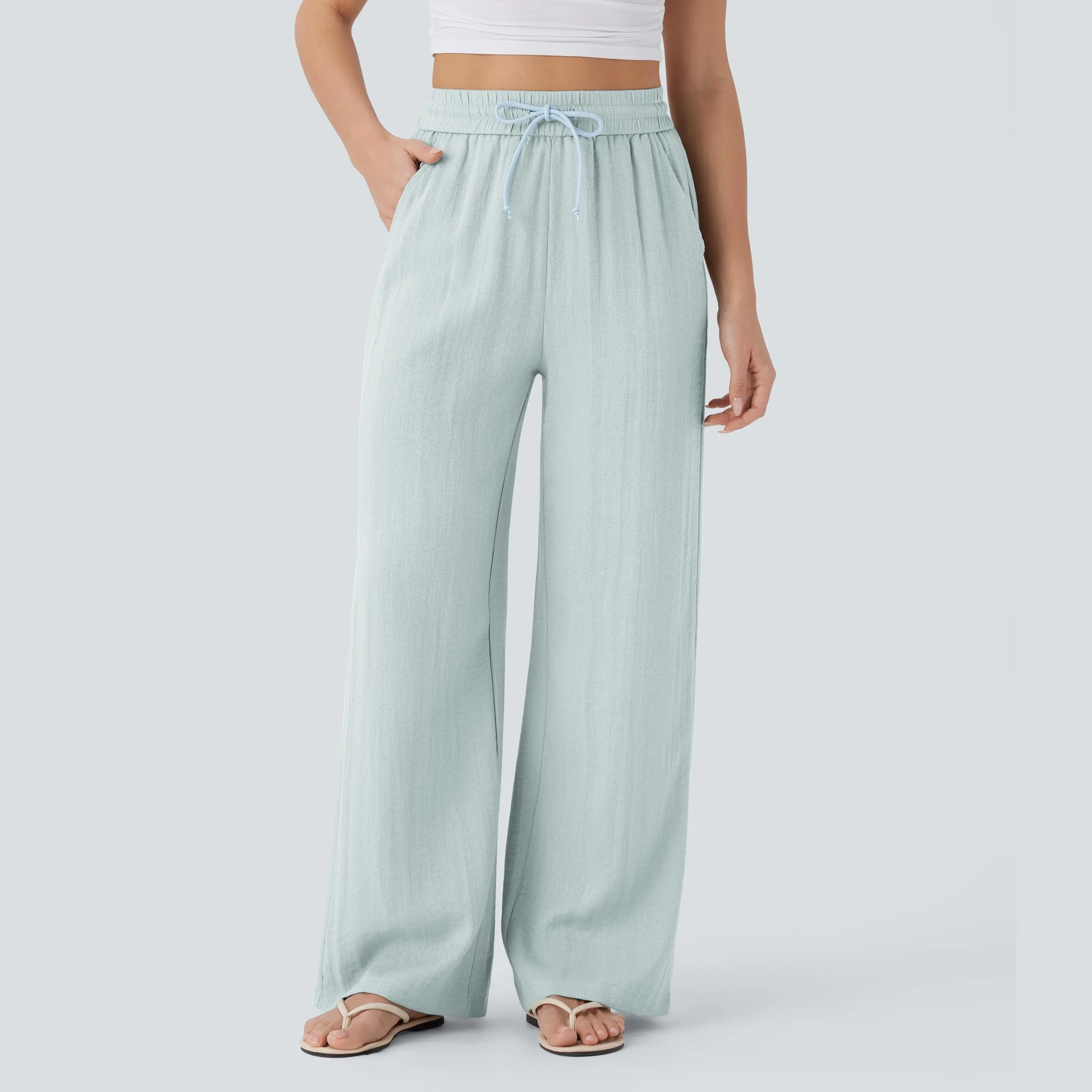 High Rise Drawstring Linen Pants