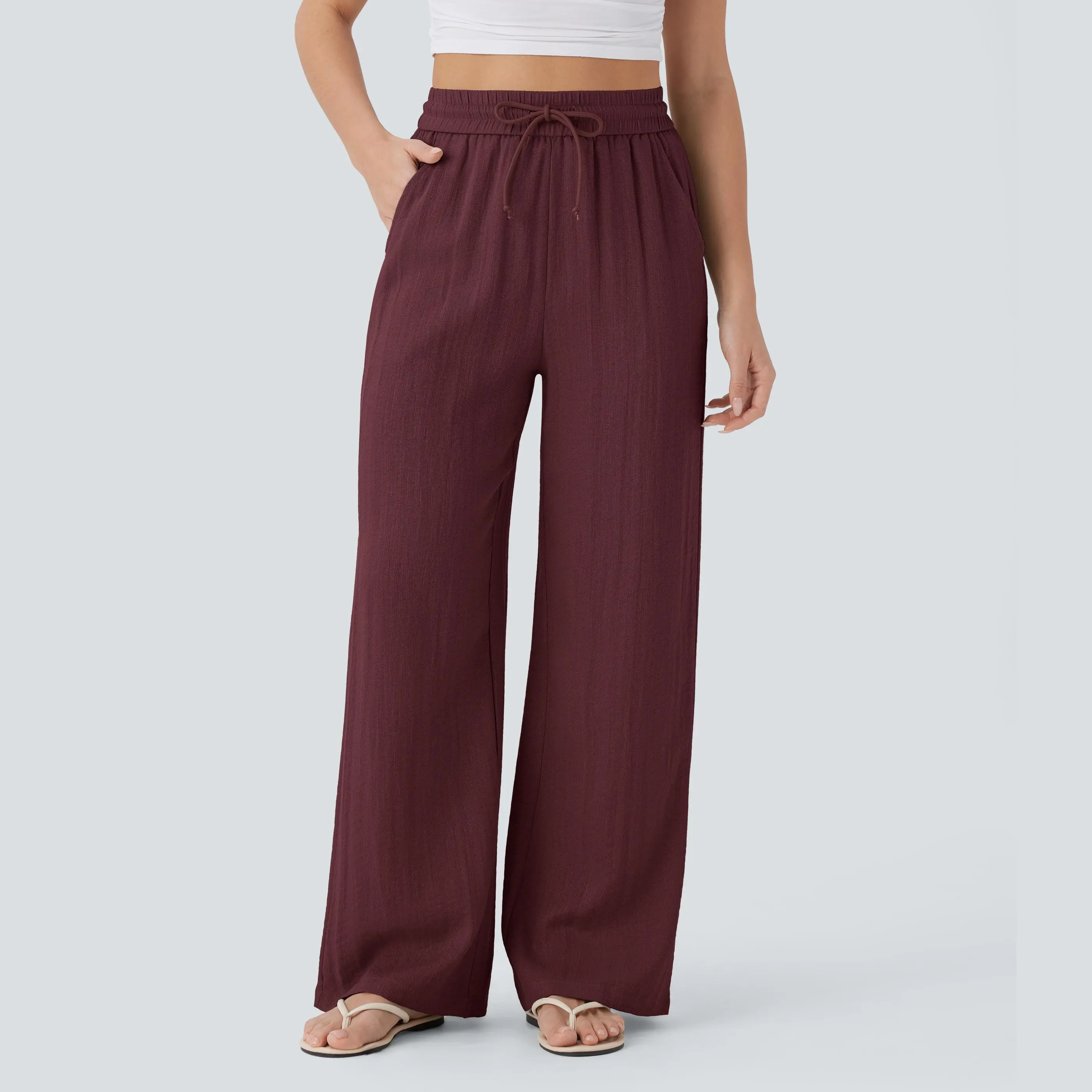 High Rise Drawstring Linen Pants