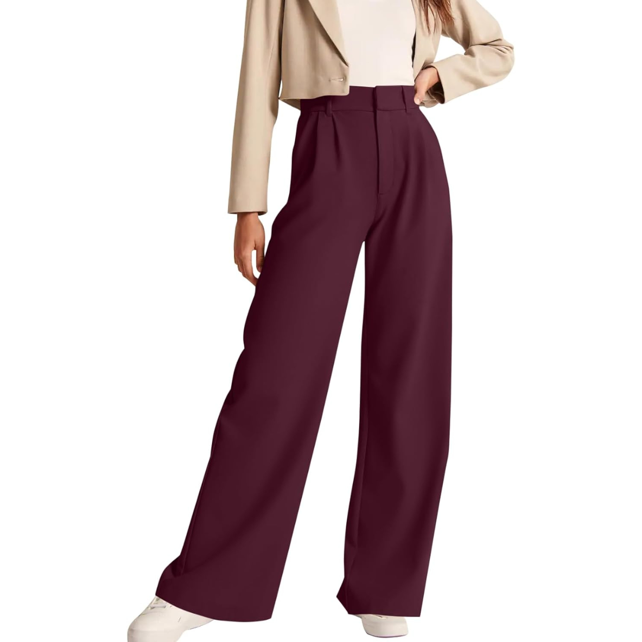 High Rise Formal Trousers With Pockets For Women