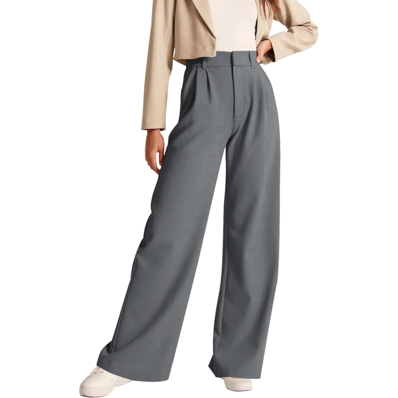 High Rise Formal Trousers With Pockets For Women