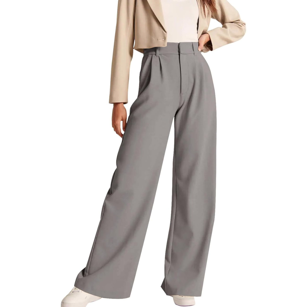 High Rise Formal Trousers With Pockets For Women