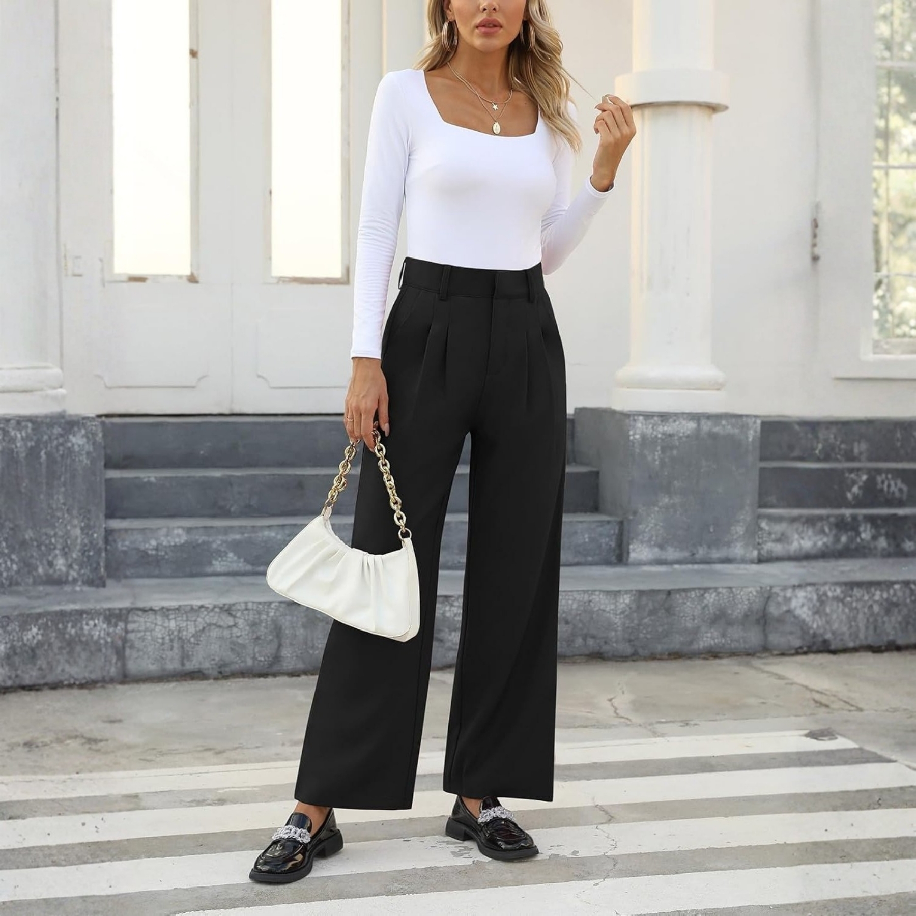 High Rise Formal Trousers With Pockets For Women