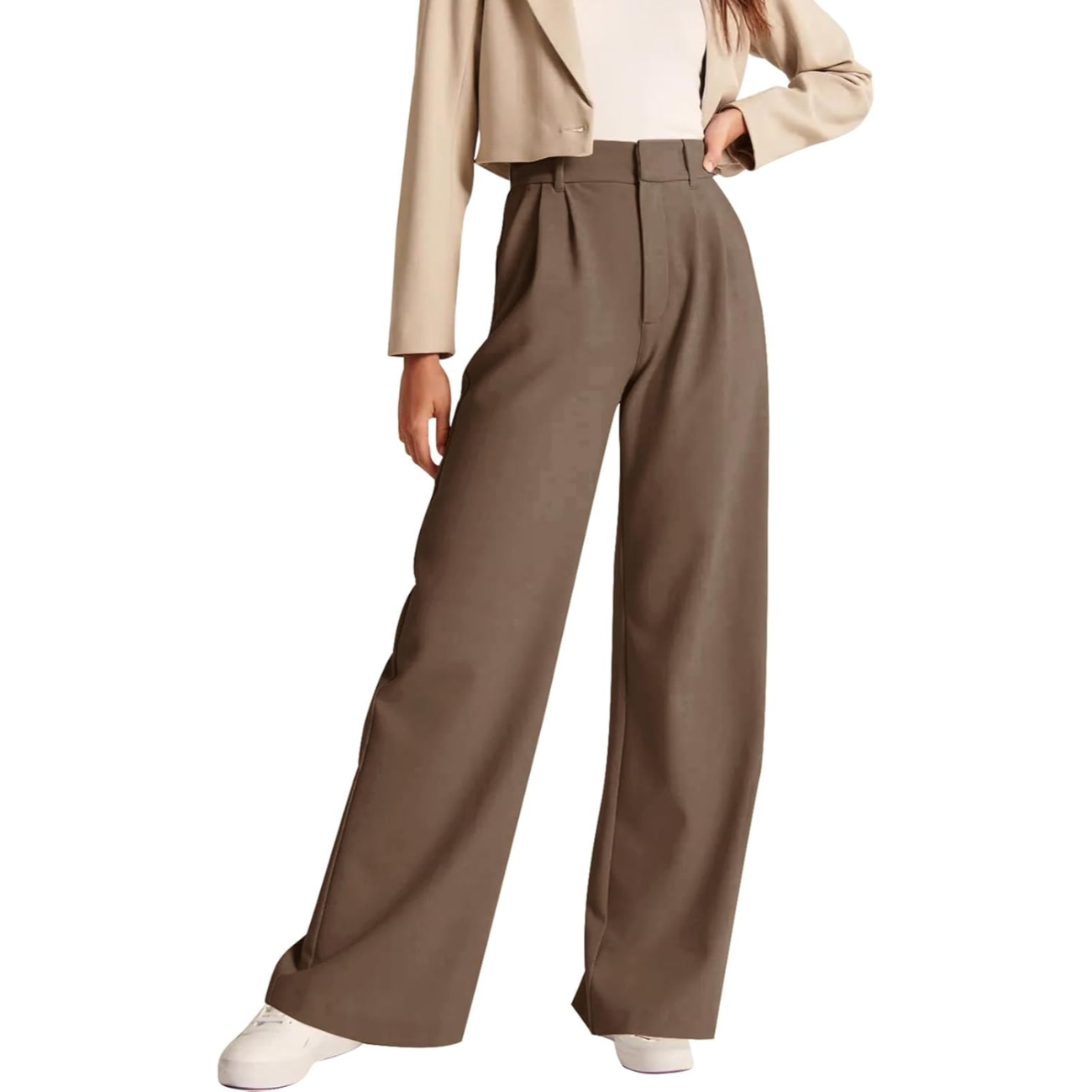 High Rise Formal Trousers With Pockets For Women