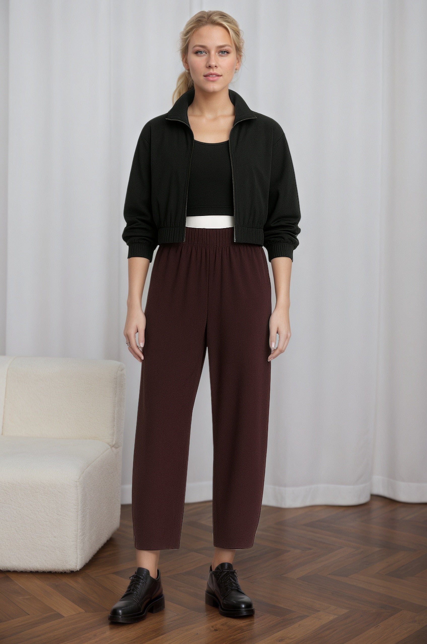 High-Waisted SleekTech Barrel Ankle Pants-My Comfy PantHigh-Waisted SleekTech Barrel Ankle Pants - Image 4