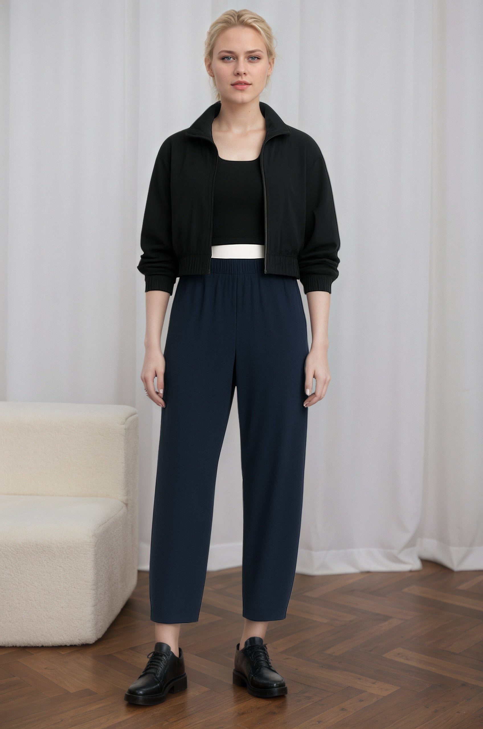 High-Waisted SleekTech Barrel Ankle Pants-My Comfy Pant