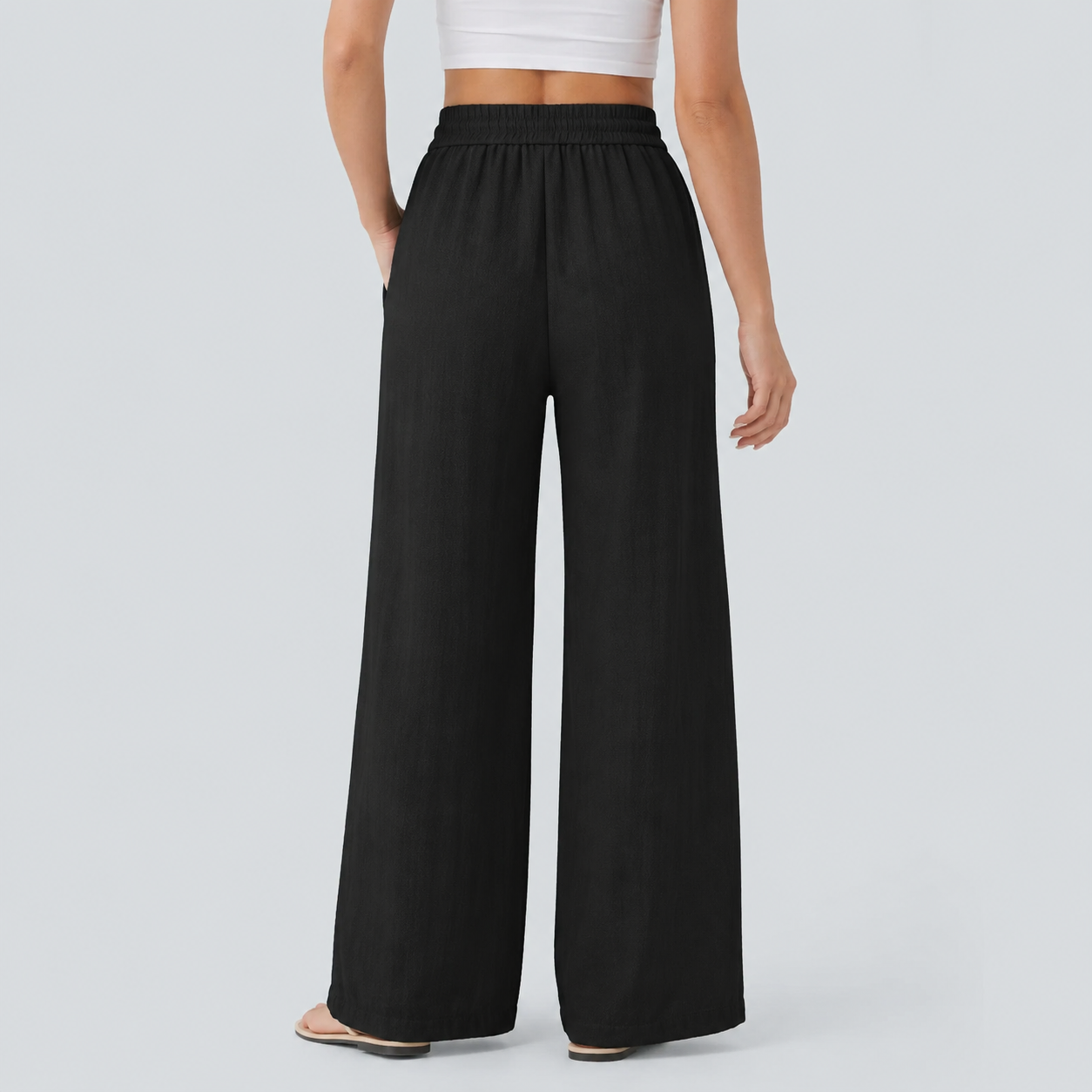 High Rise Drawstring Linen Pants