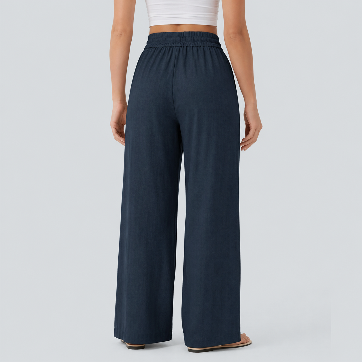 High Rise Drawstring Linen Pants
