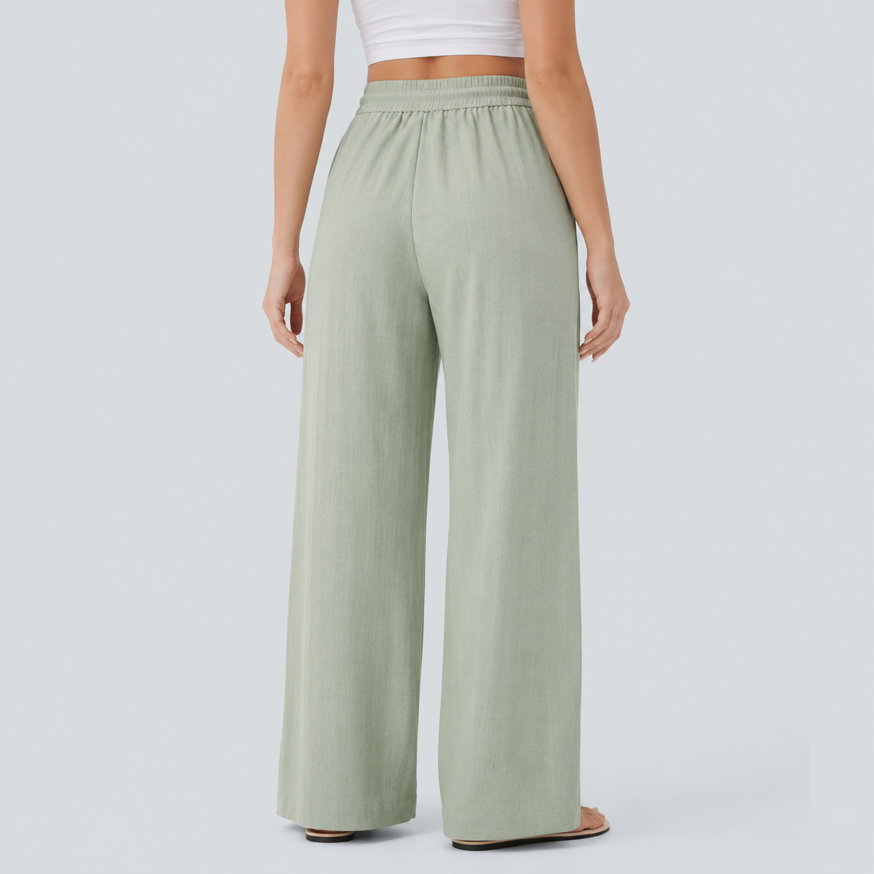 High Rise Drawstring Linen Pants