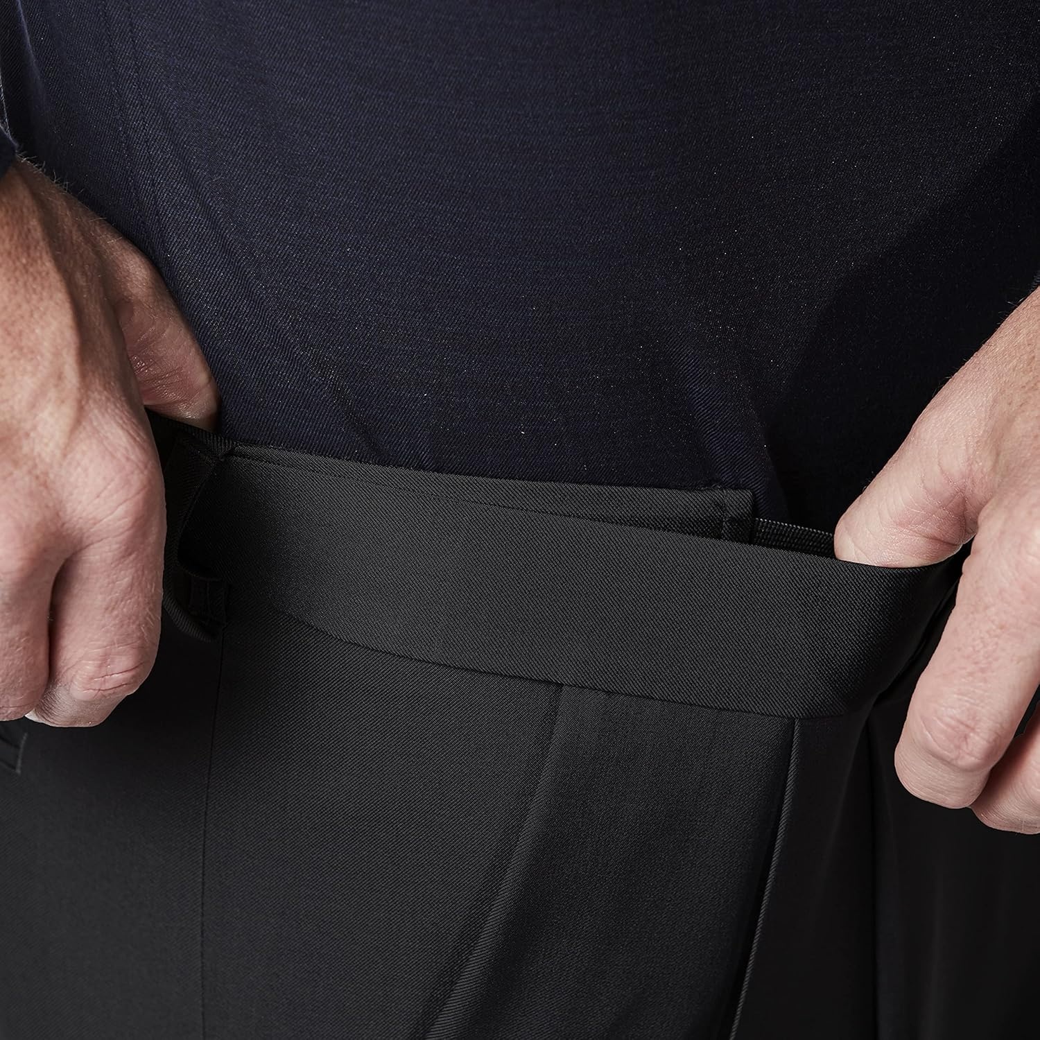 Classic Fit Pleated Dress Pants With Expandable Design For Men