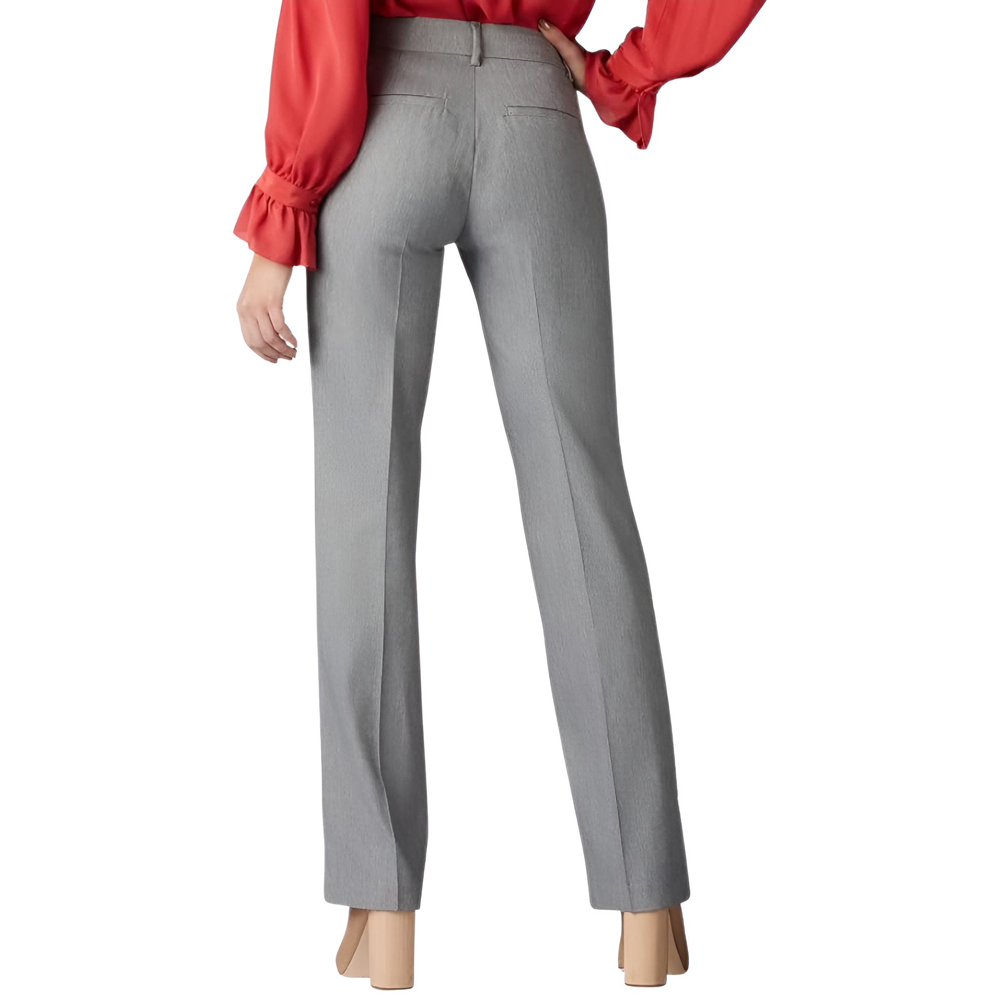 Mid Rise Regular Fit Work Trousers Pants For Women