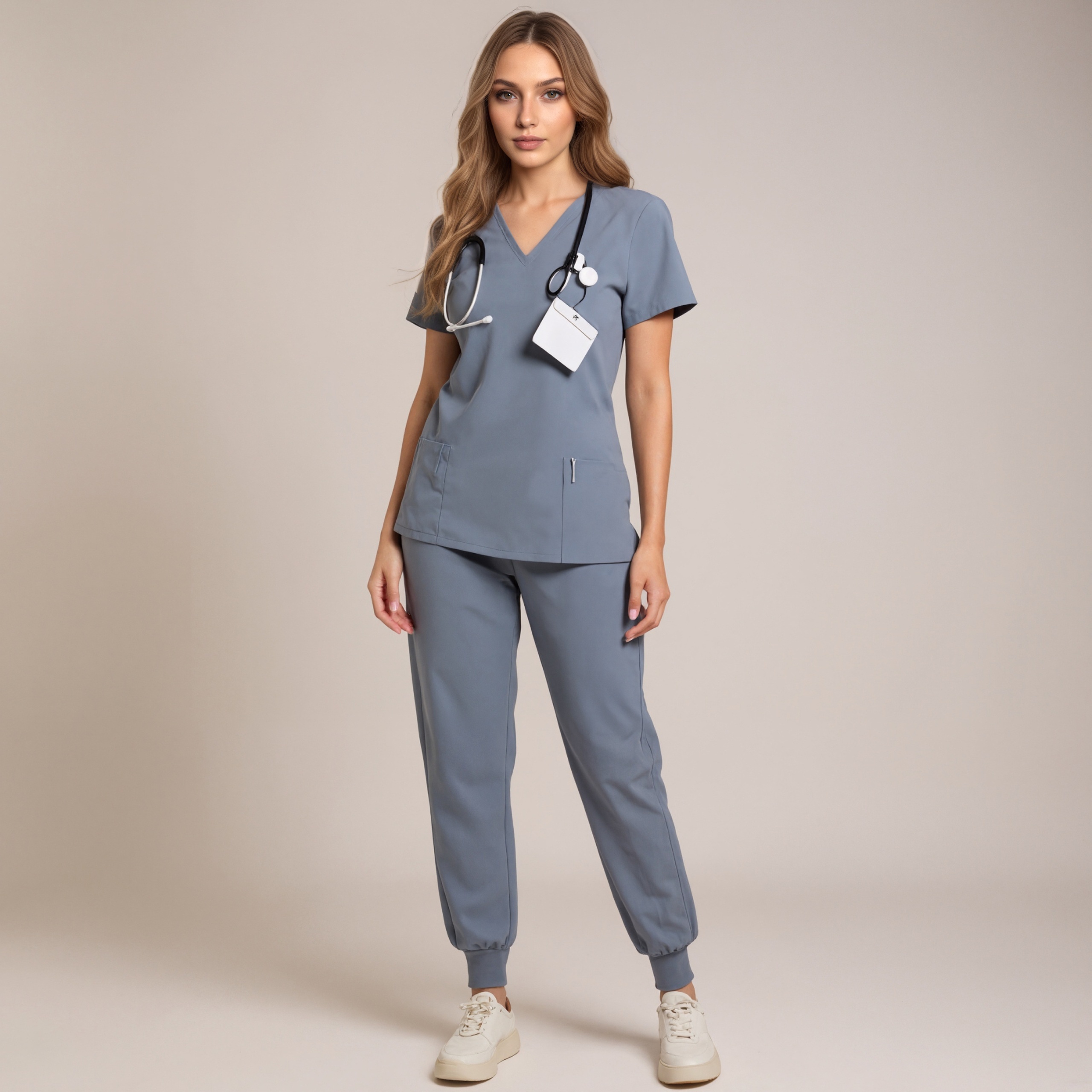 Lightweight Scrub Set With Jogger Trousers