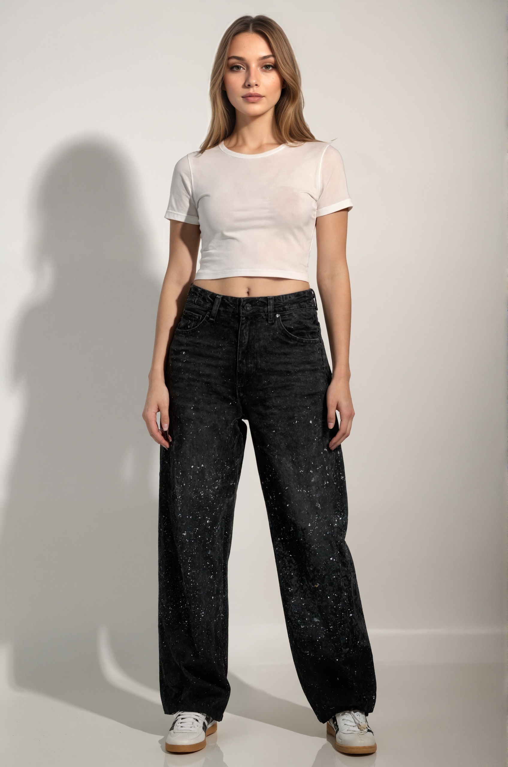 Loose Fit Rhinestone Embellished Harem Jeans