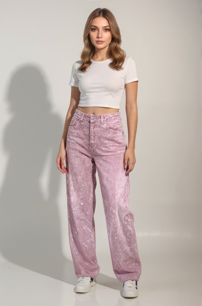 Loose Fit Rhinestone Embellished Harem Jeans