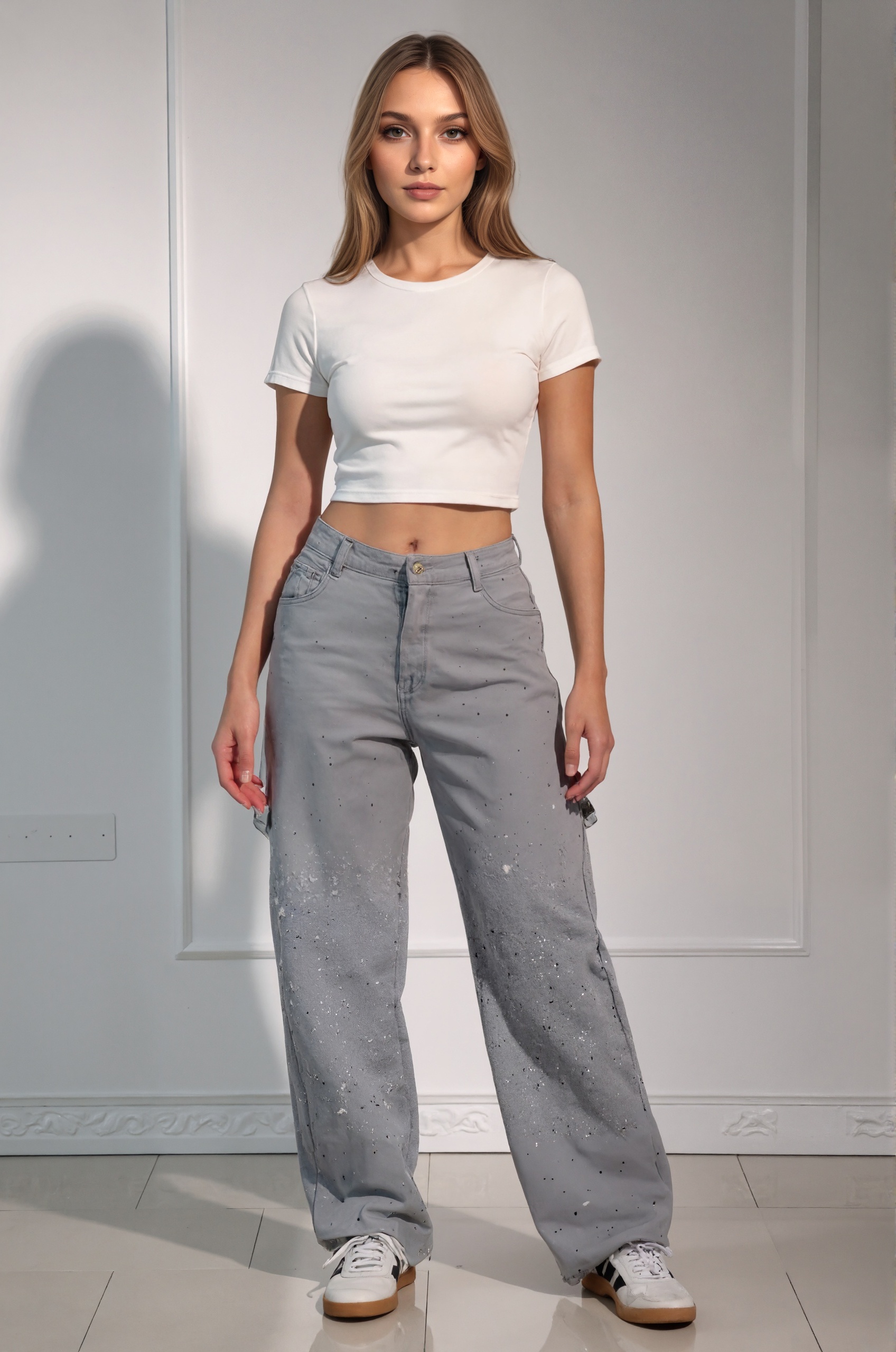 Loose Fit Rhinestone Embellished Harem Jeans