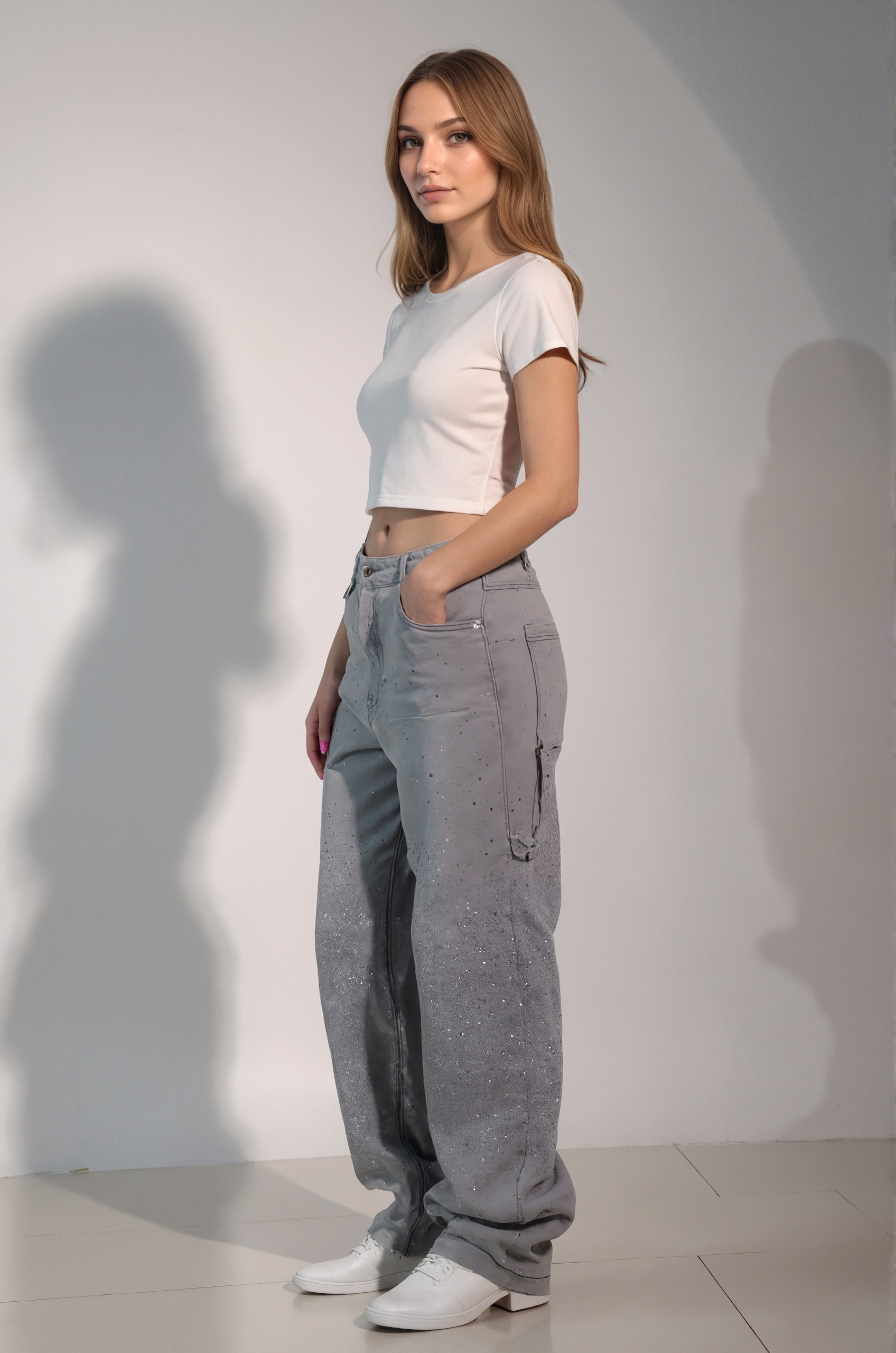 Loose Fit Rhinestone Embellished Harem Jeans