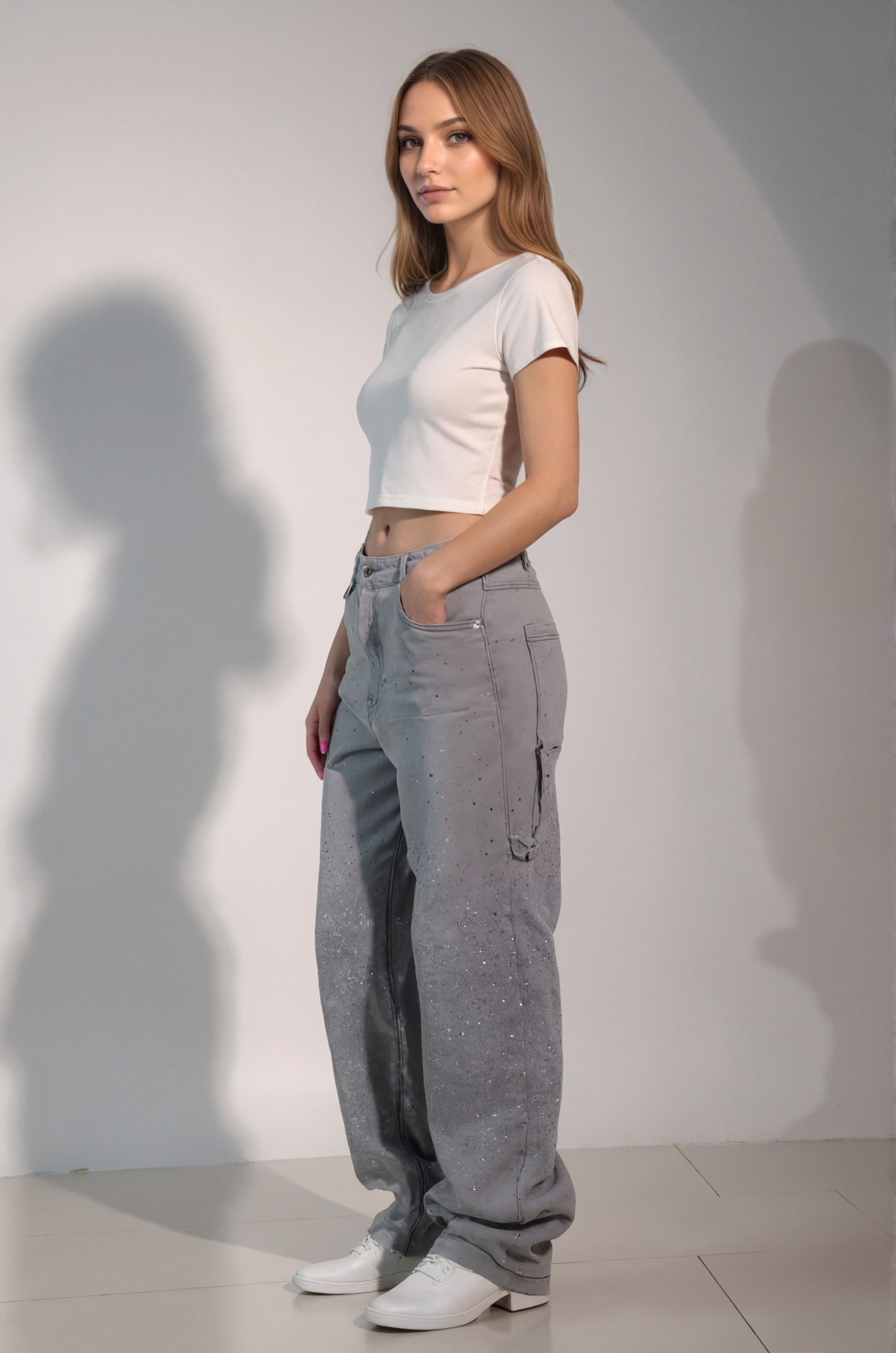 Loose Fit Rhinestone Embellished Harem Jeans