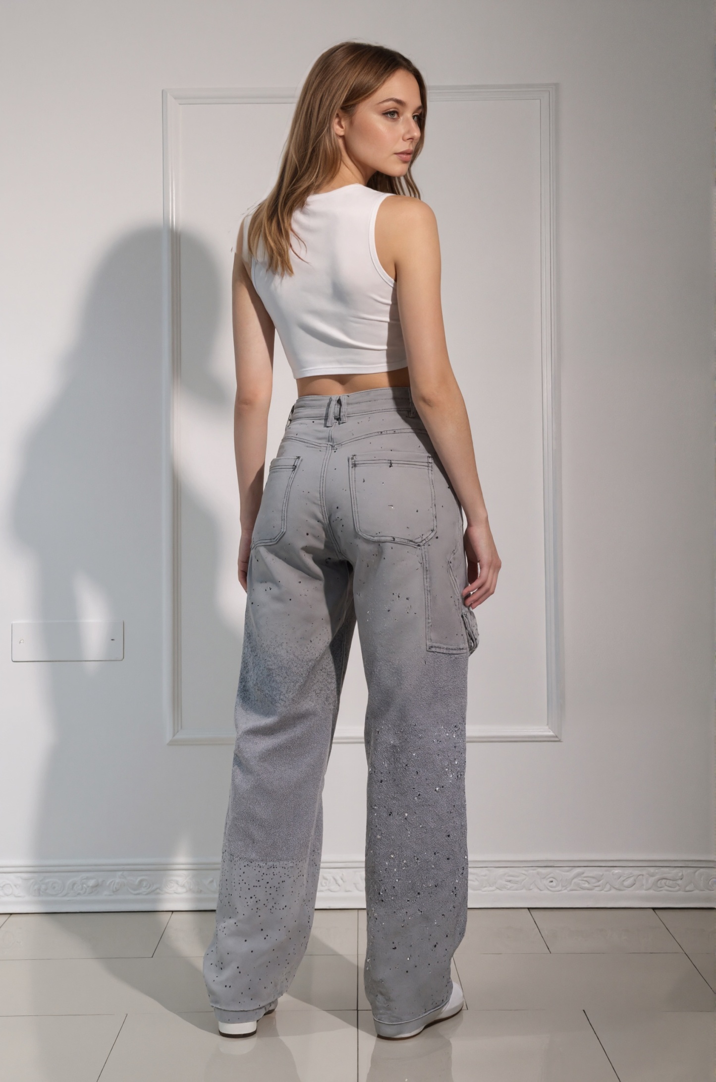 Loose Fit Rhinestone Embellished Harem Jeans