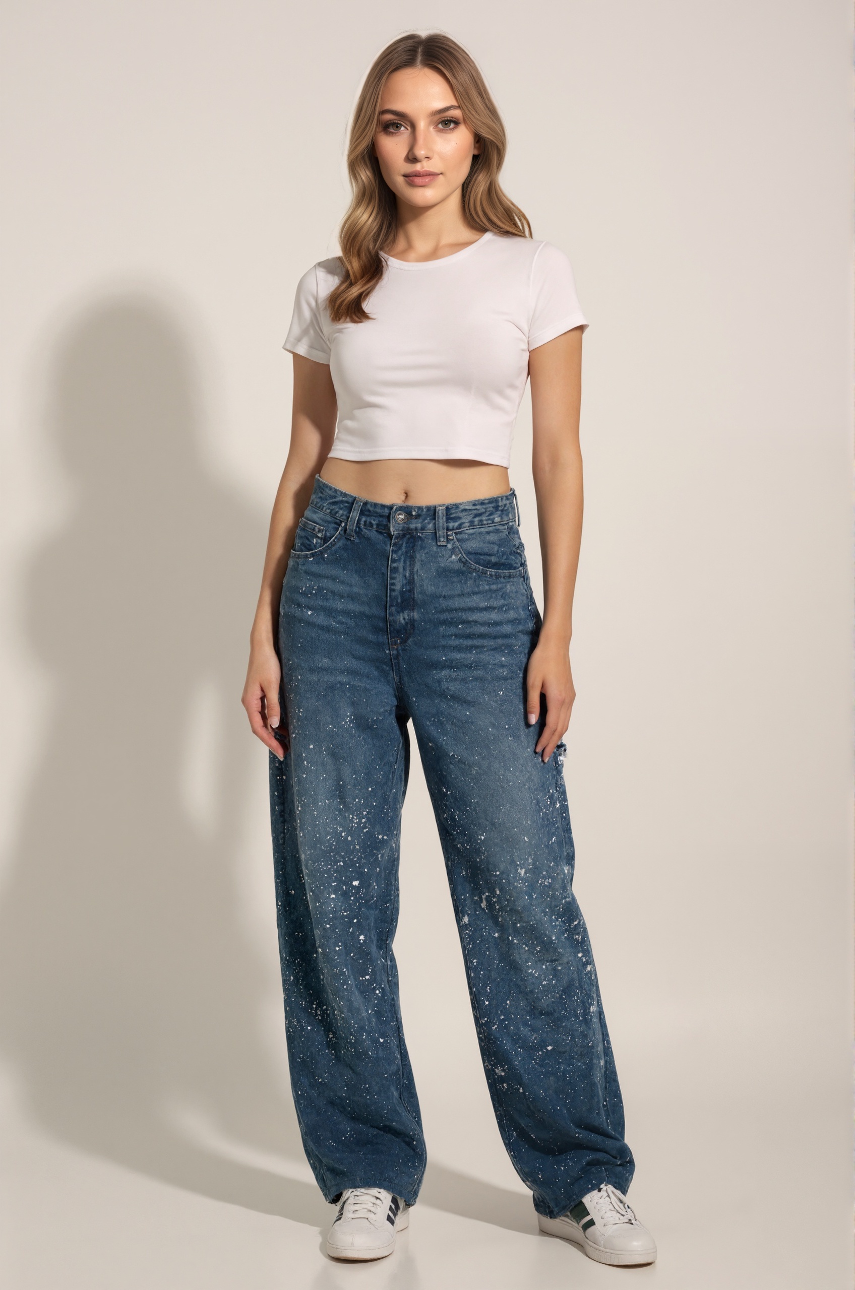 Loose Fit Rhinestone Embellished Harem Jeans