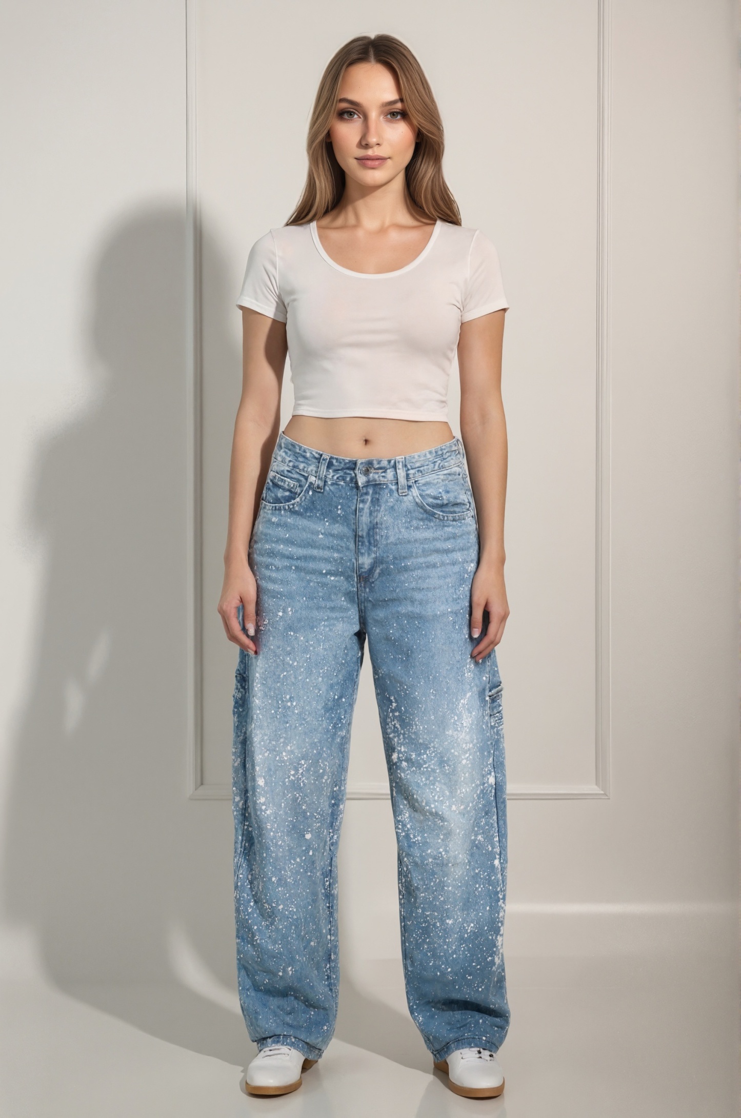 Loose Fit Rhinestone Embellished Harem Jeans