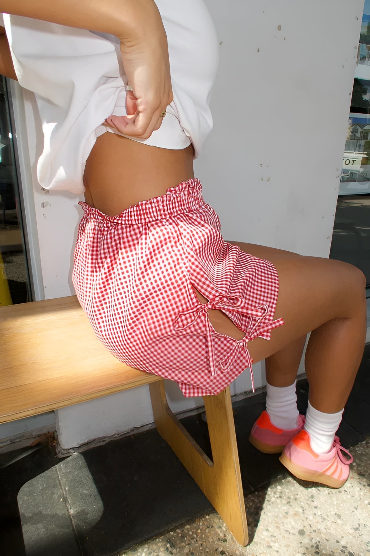 Bow Tie Accent Elastic Comfy Shorts-My Comfy PantBow Tie Accent Elastic Comfy Shorts - Image 2