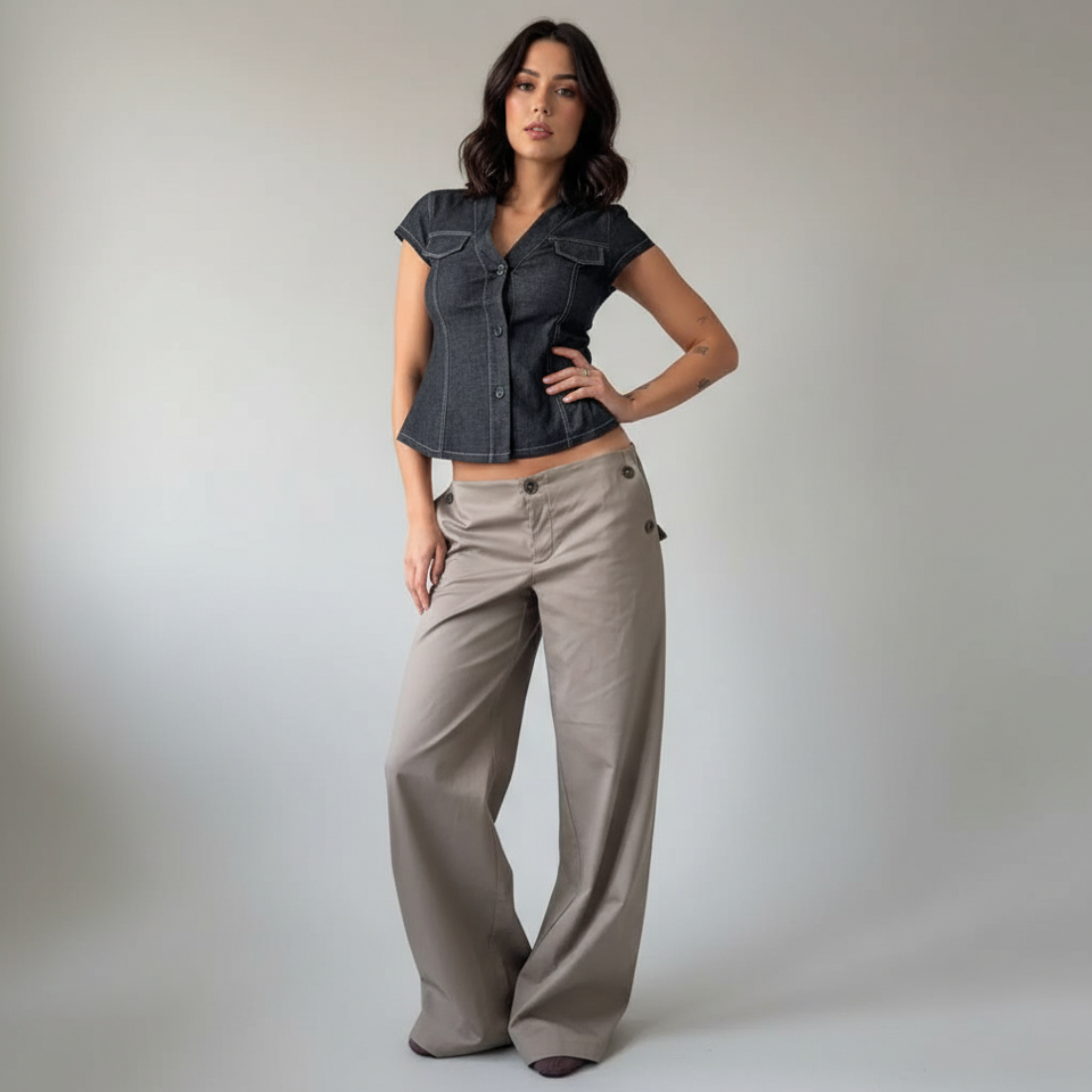 Maxim Button Detail Straight Fit PantsMaxim Button Detail Straight Fit Pants - Image 8