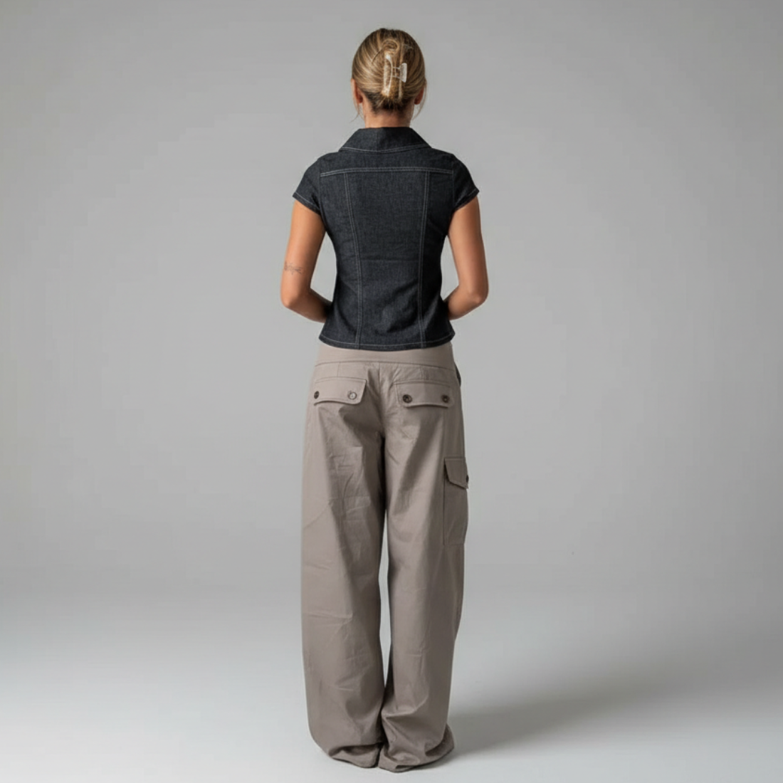 Maxim Button Detail Straight Fit Pants