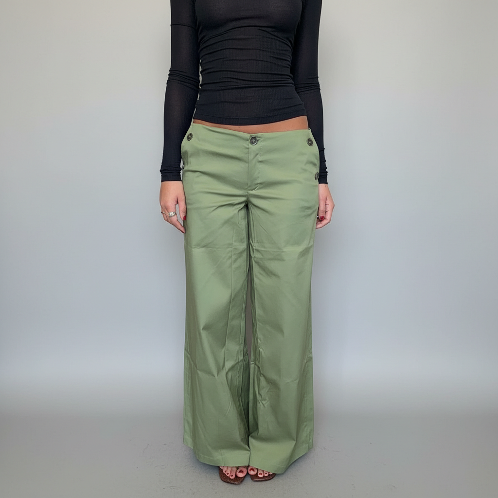 Maxim Button Detail Straight Fit Pants