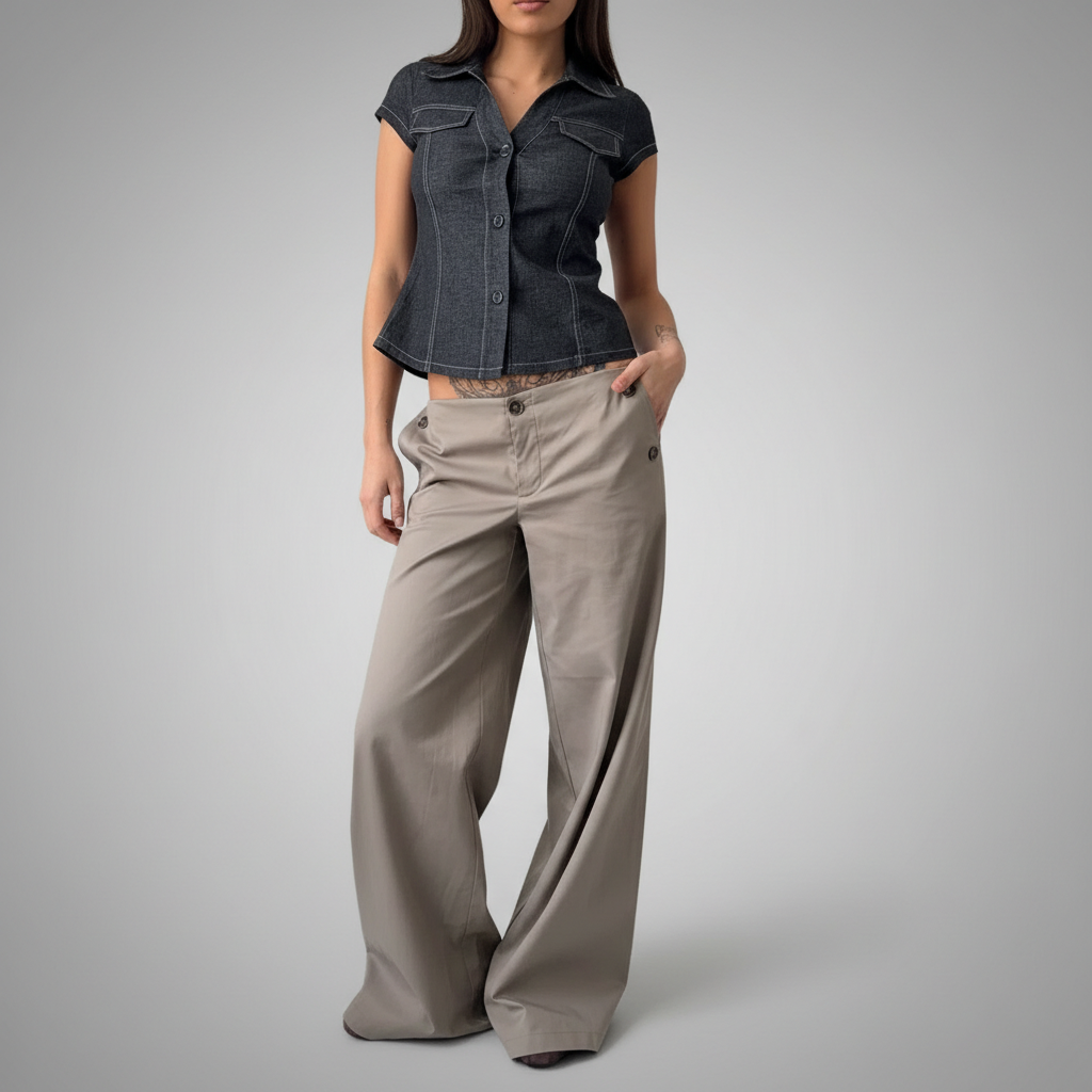 Maxim Button Detail Straight Fit PantsMaxim Button Detail Straight Fit Pants - Image 6