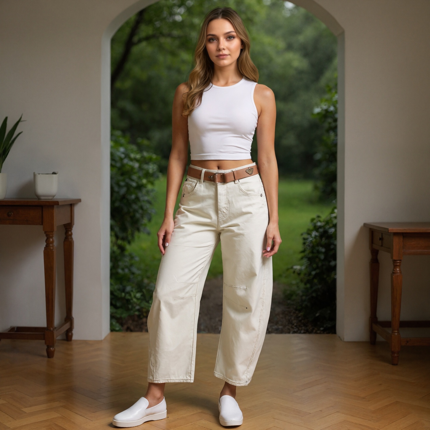 Mid Rise Barrel Shape Denim Jeans