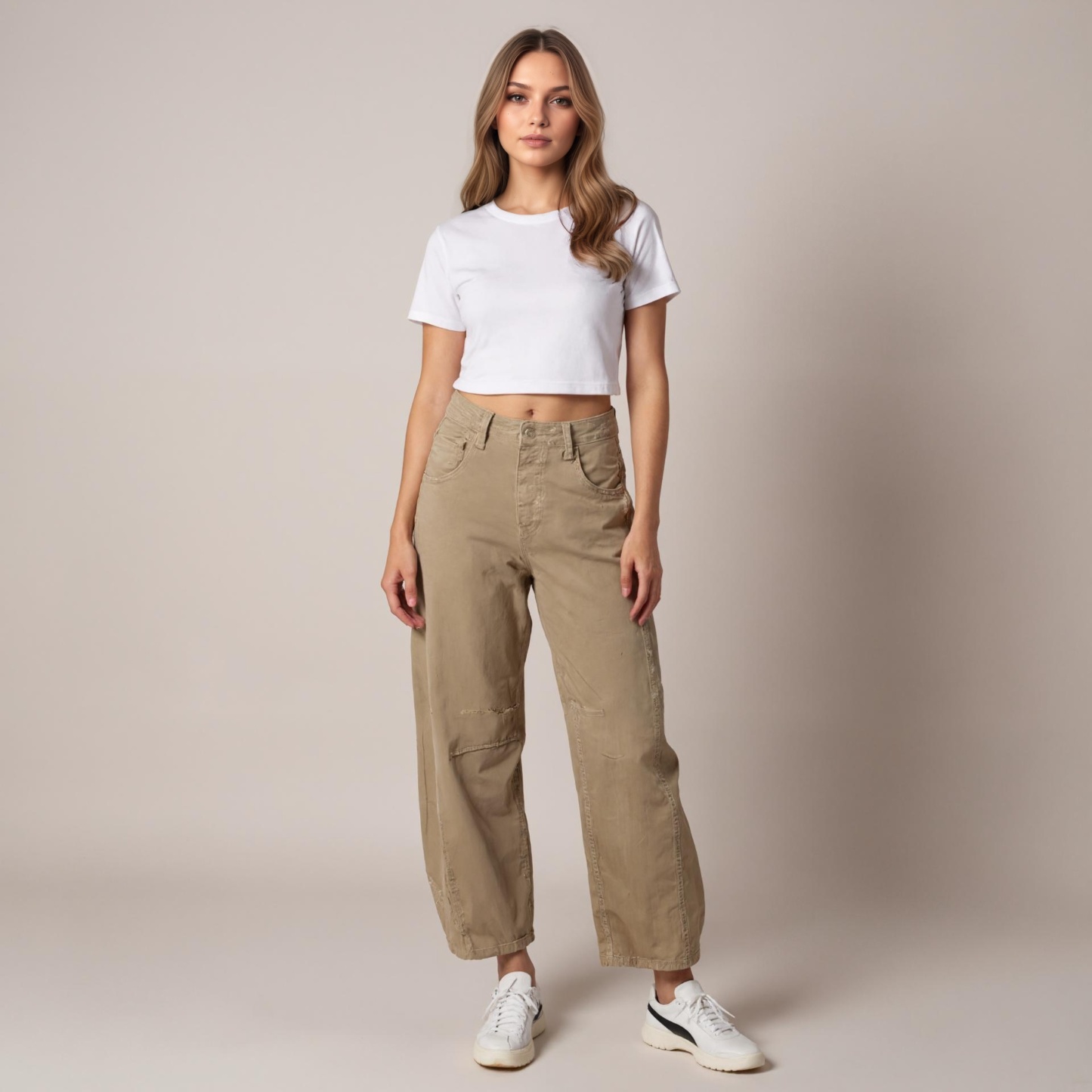 Mid Rise Barrel Shape Denim Jeans