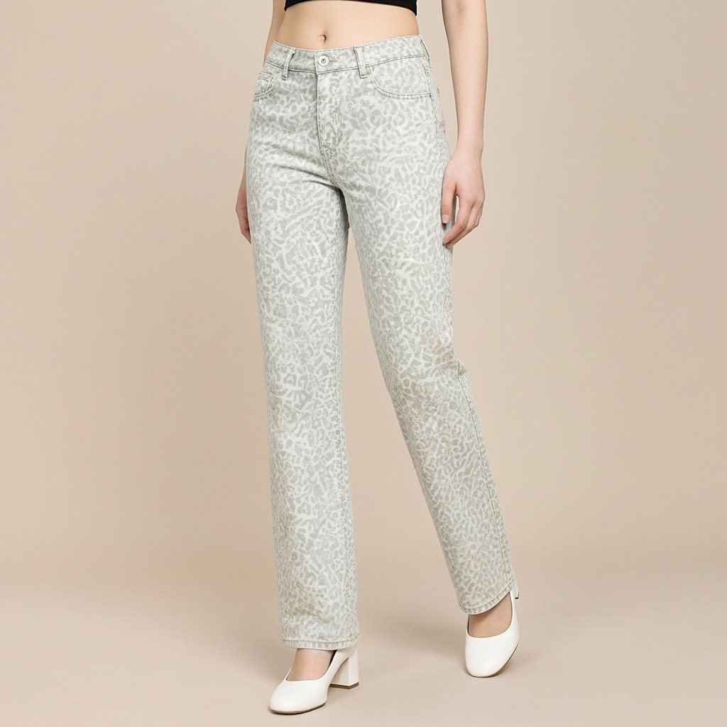 Mid Rise Casual Denim Jeans With Straight Fit For Women